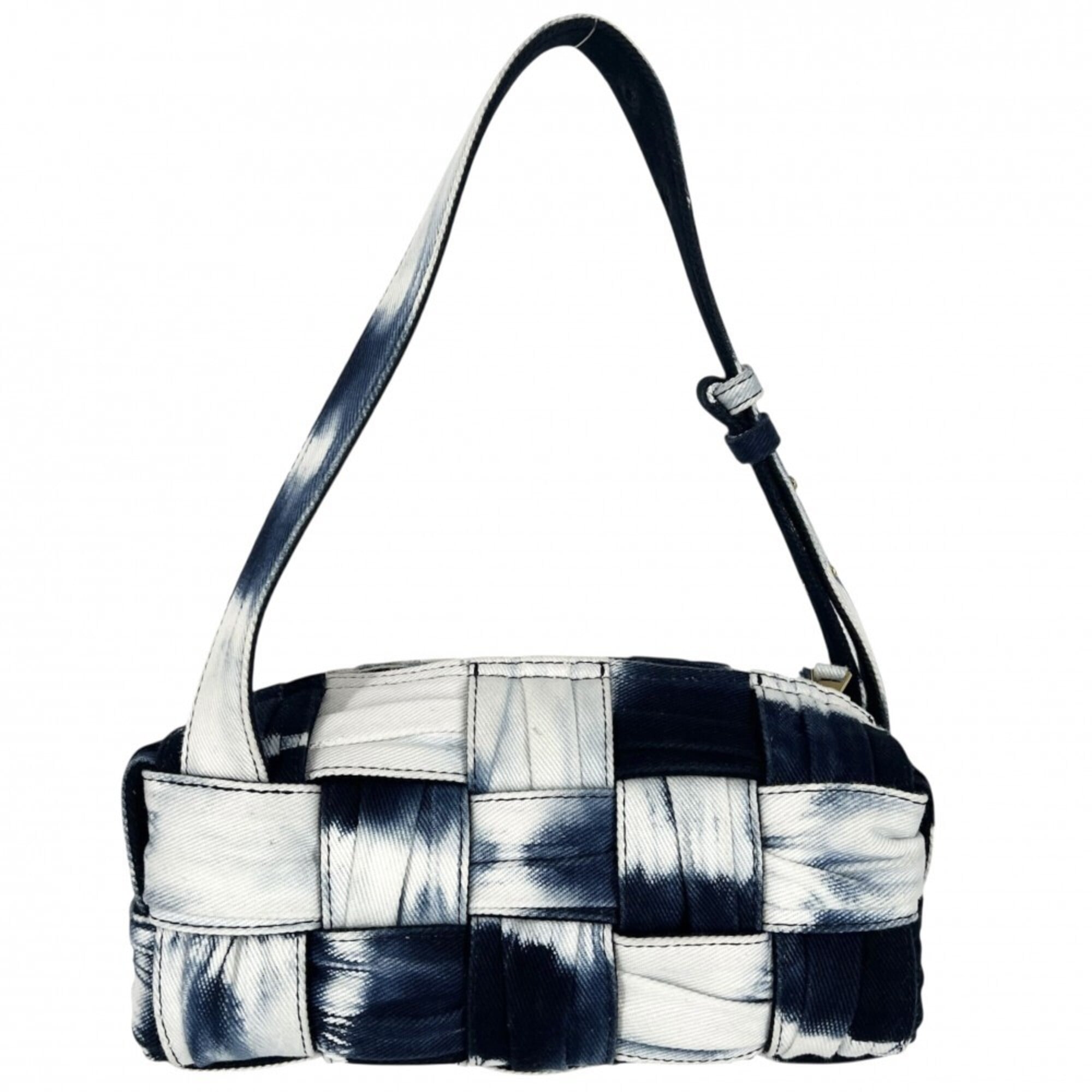 Bottega Veneta Navy White Denim Shoulder Bag (Pre-Owned)