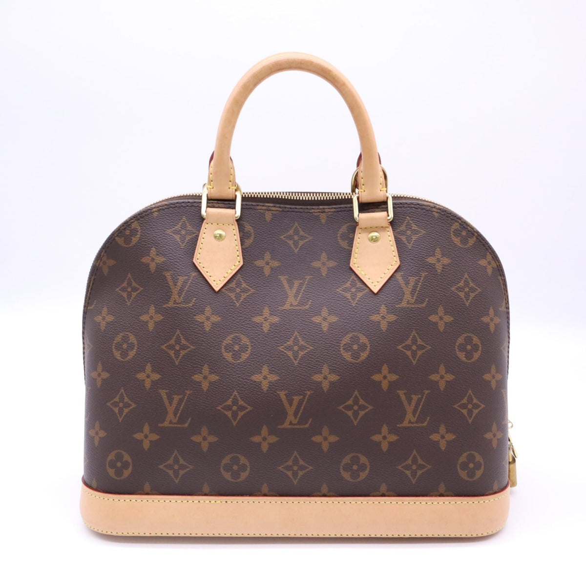 Louis Vuitton Beige Brown Coated Canvas Leather Handbag (Pre-Owned)