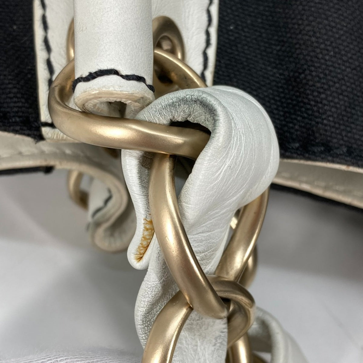 Chanel Black White Canvas Leather Shoulder Bag Tote Bag (Pre-Owned)