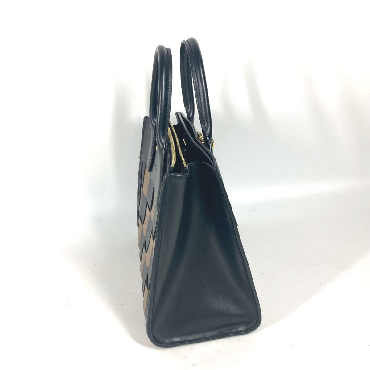Louis Vuitton Black Brown Leather Handbag Shoulder Bag (Pre-Owned)