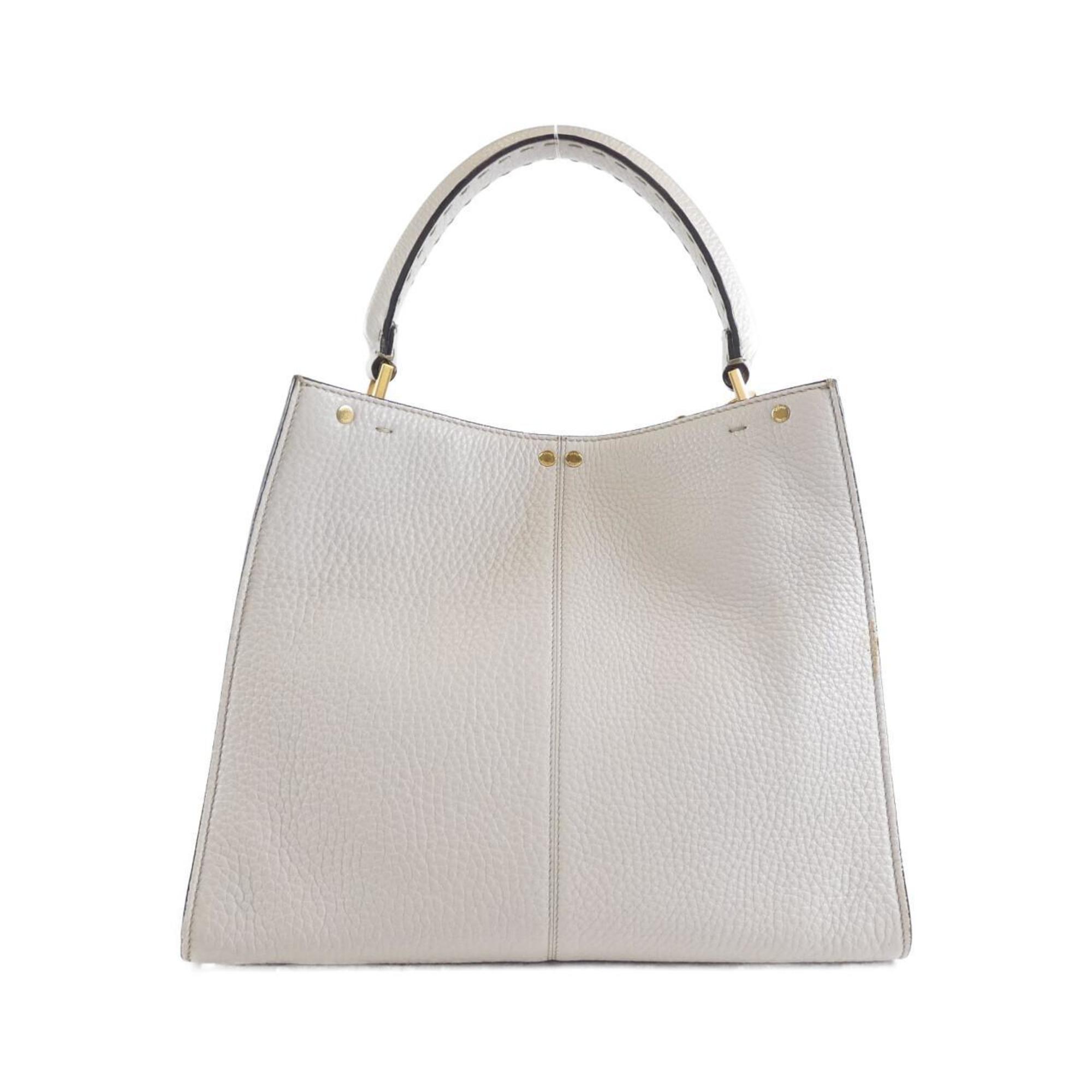 Fendi Beige Ivory Off-White Leather Handbag (Pre-Owned)