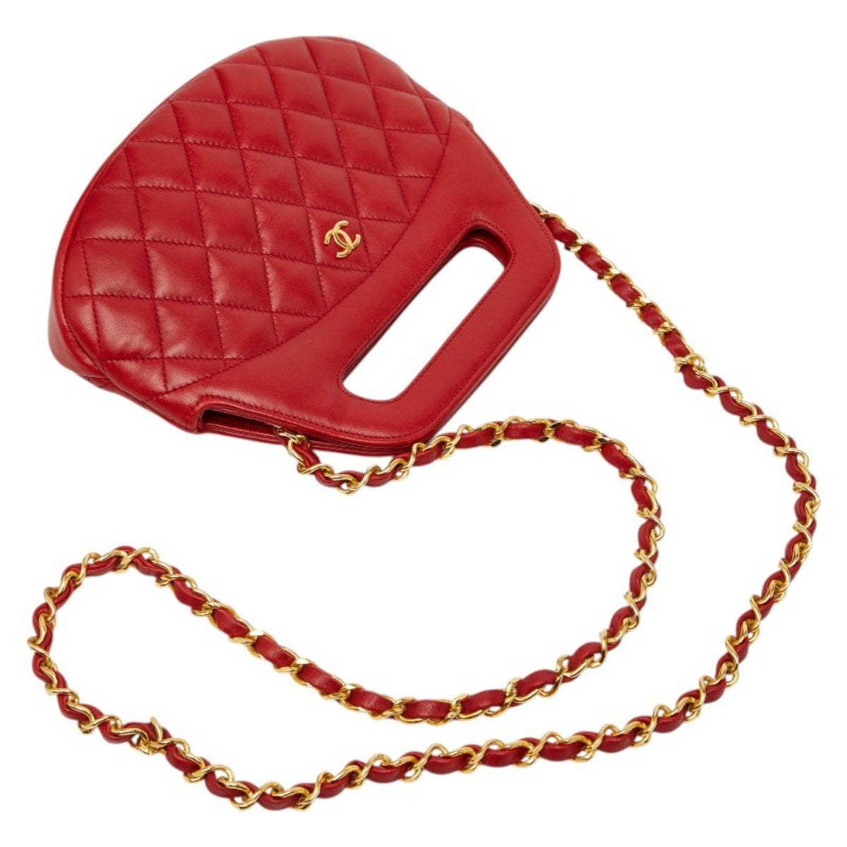 Chanel Red Color Leather Handbag Shoulder Bag (Pre-Owned)