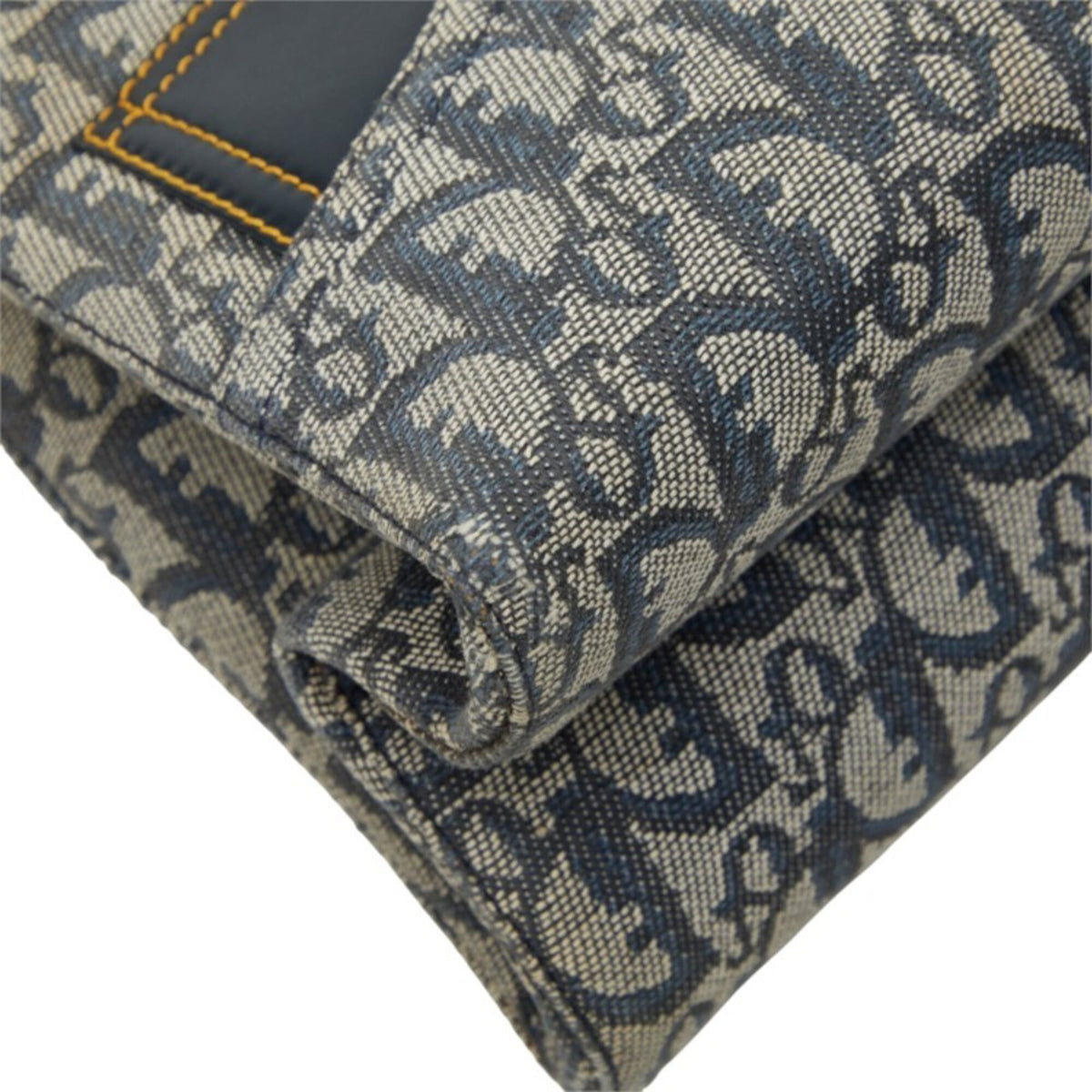 Christian Dior Trotter Navy Leather Jacquard Handbag (Pre-Owned)
