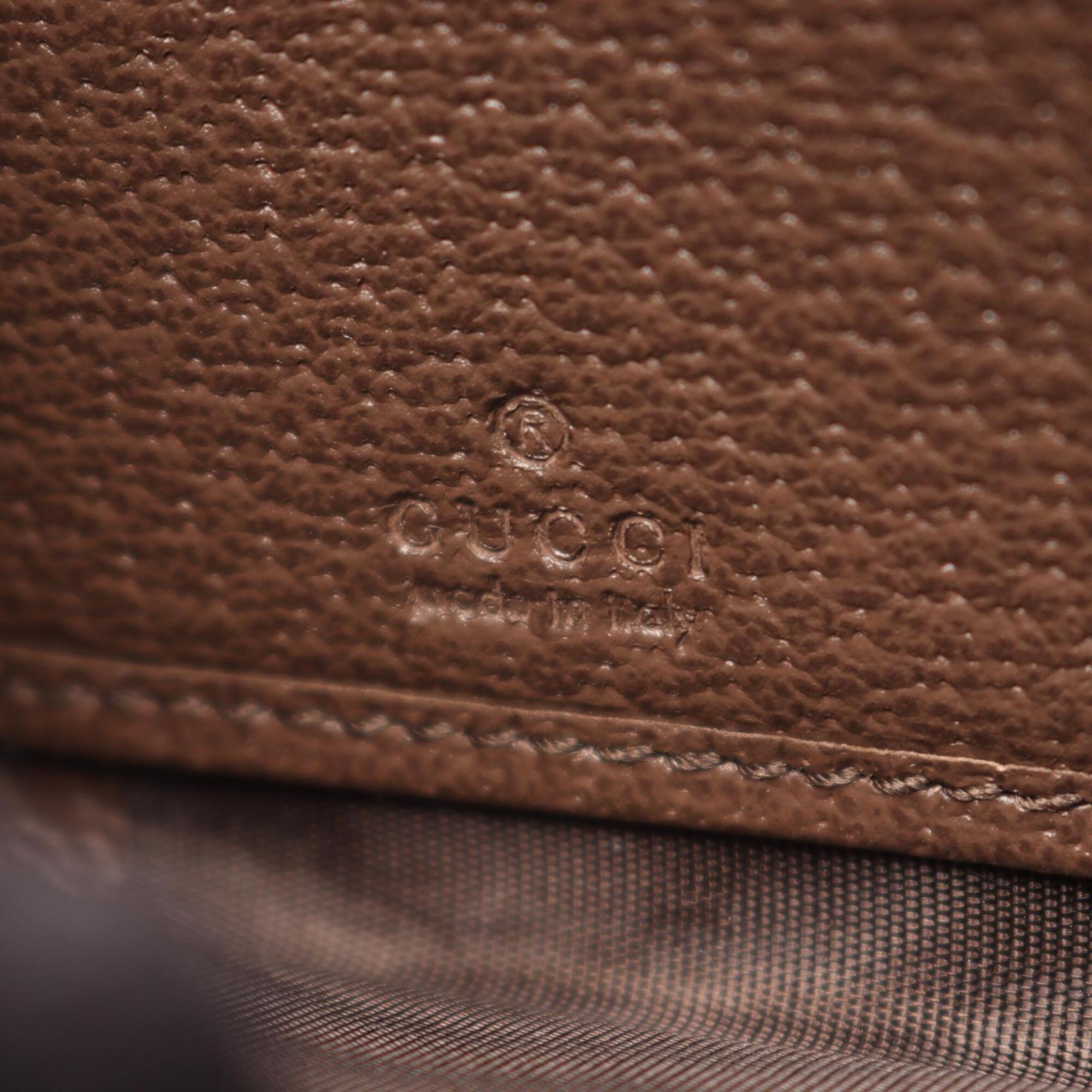 Gucci Beige Brown Canvas Leather Long Wallet (Bi-Fold) (Pre-Owned)