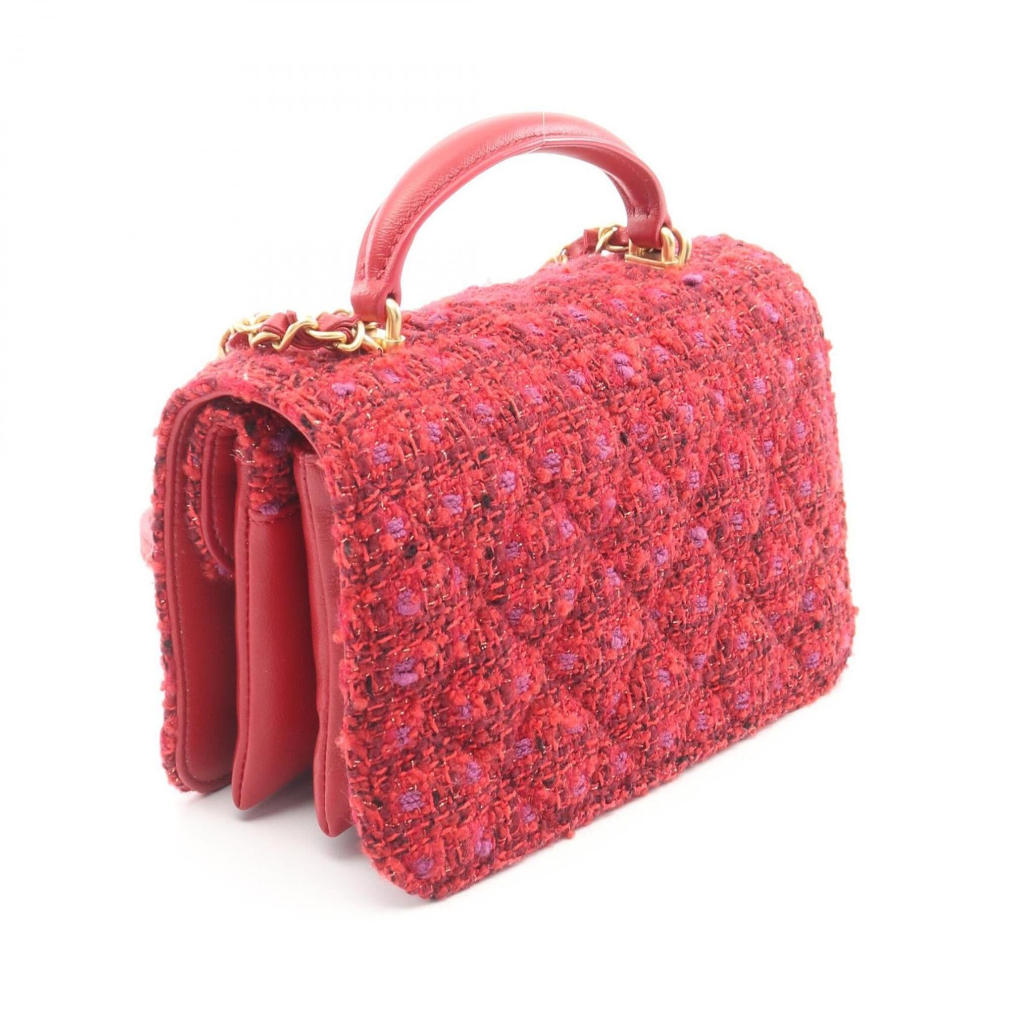 Chanel Red Color Fabric Handbag Shoulder Bag (Pre-Owned)