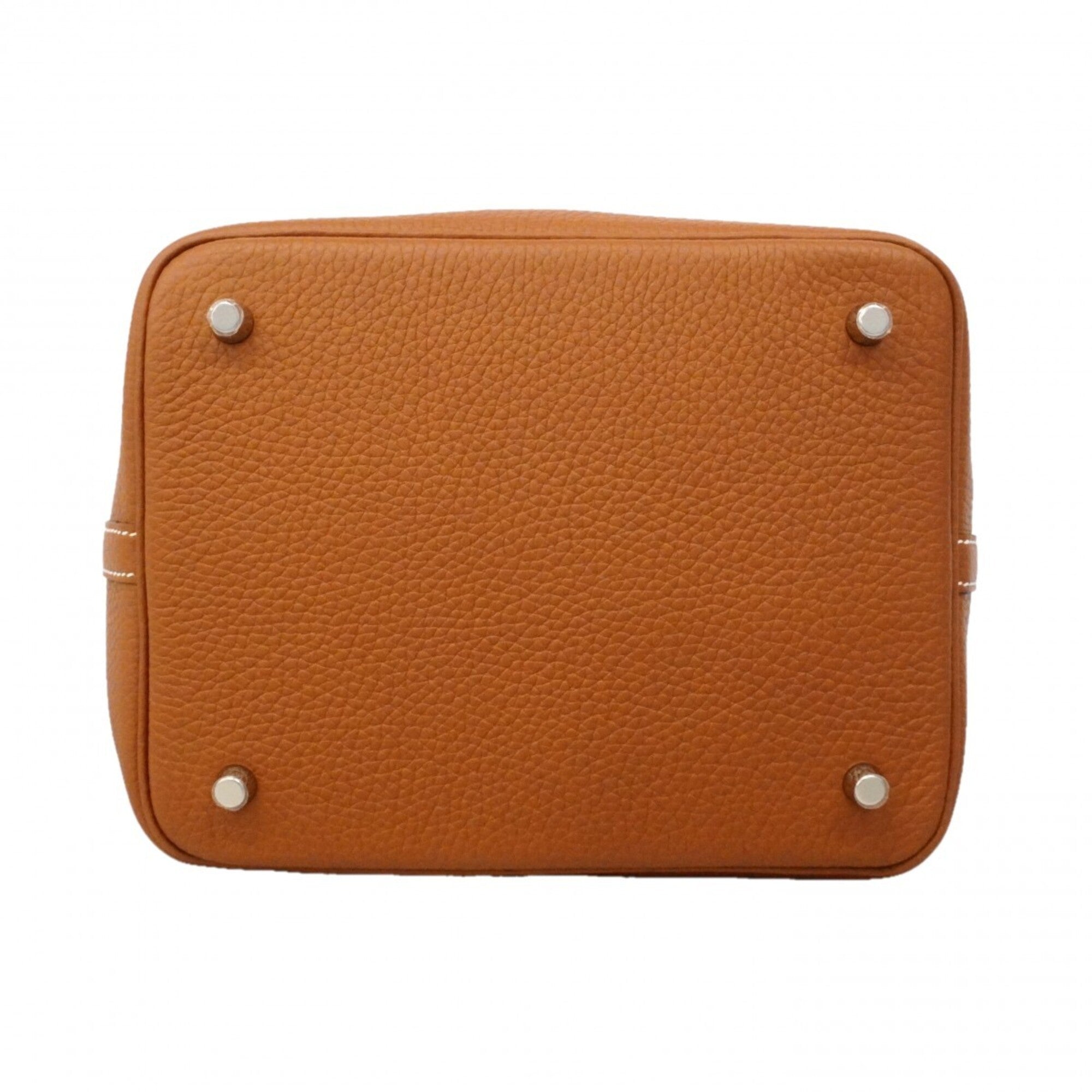 Hermes Gold Taurillon Clemence Leather Handbag (Pre-Owned)