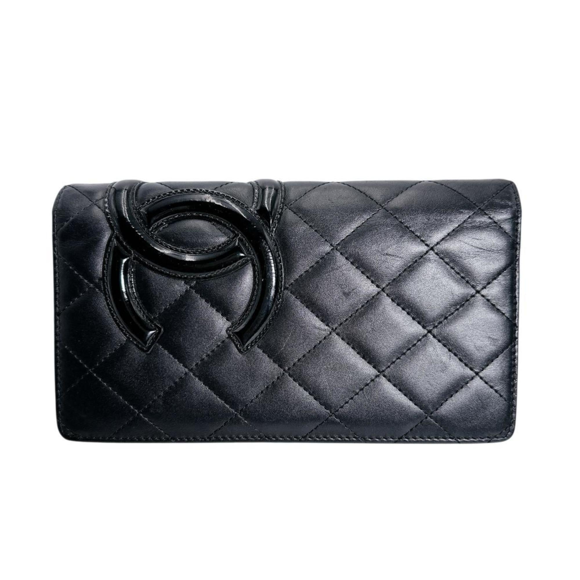 Chanel Black Leather Long Wallet (Bi-Fold) (Pre-Owned)