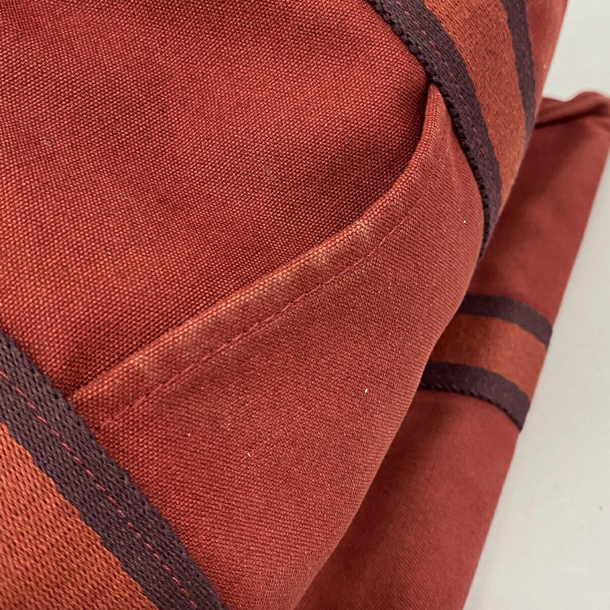 Hermes Red Color Canvas Tote Bag (Pre-Owned)
