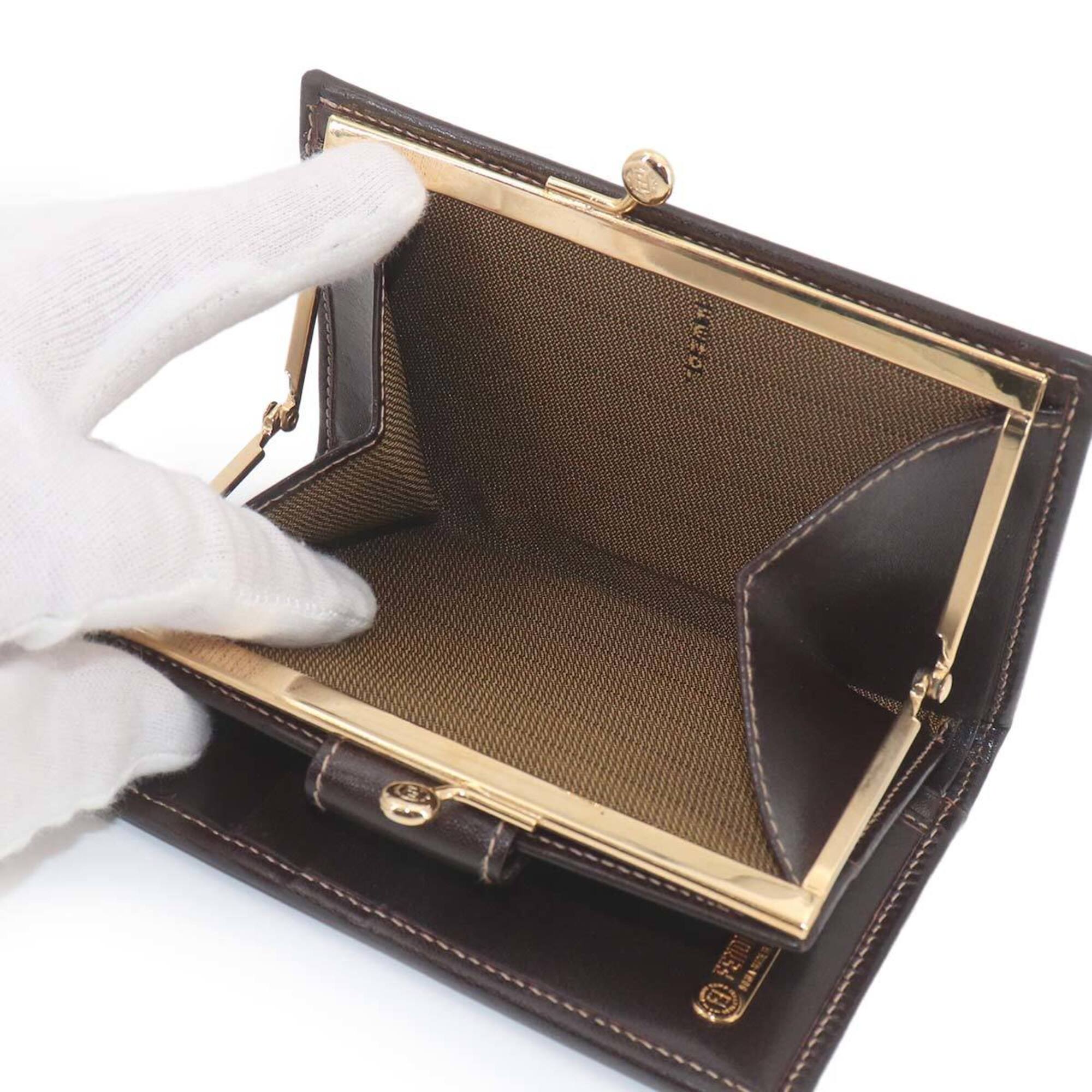 Fendi Black Brown Canvas Leather Wallet (Bi-Fold) (Pre-Owned)