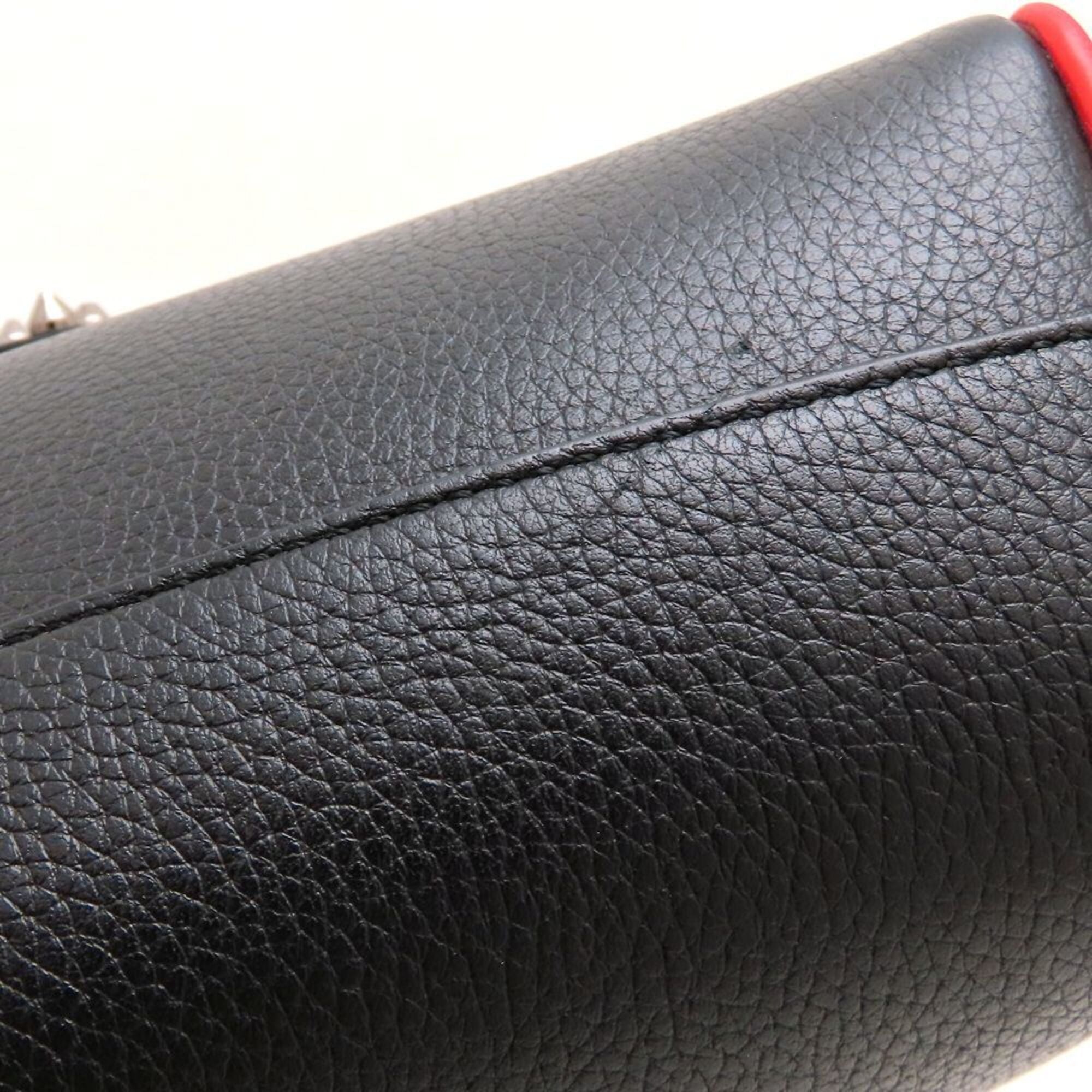 Christian Louboutin Black Red Color Leather Handbag (Pre-Owned)