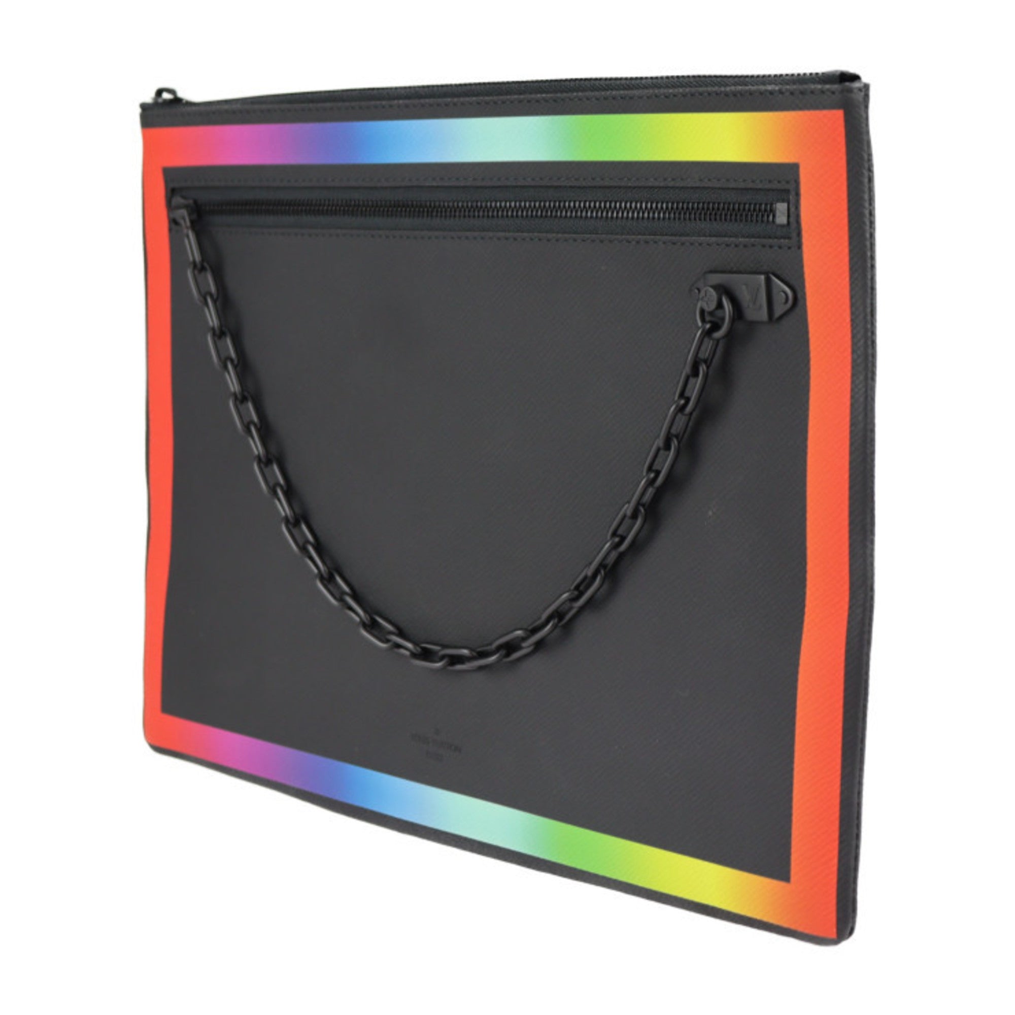 Louis Vuitton Black Multi-Color Taiga Leather Clutch Bag Handbag (Pre-Owned)