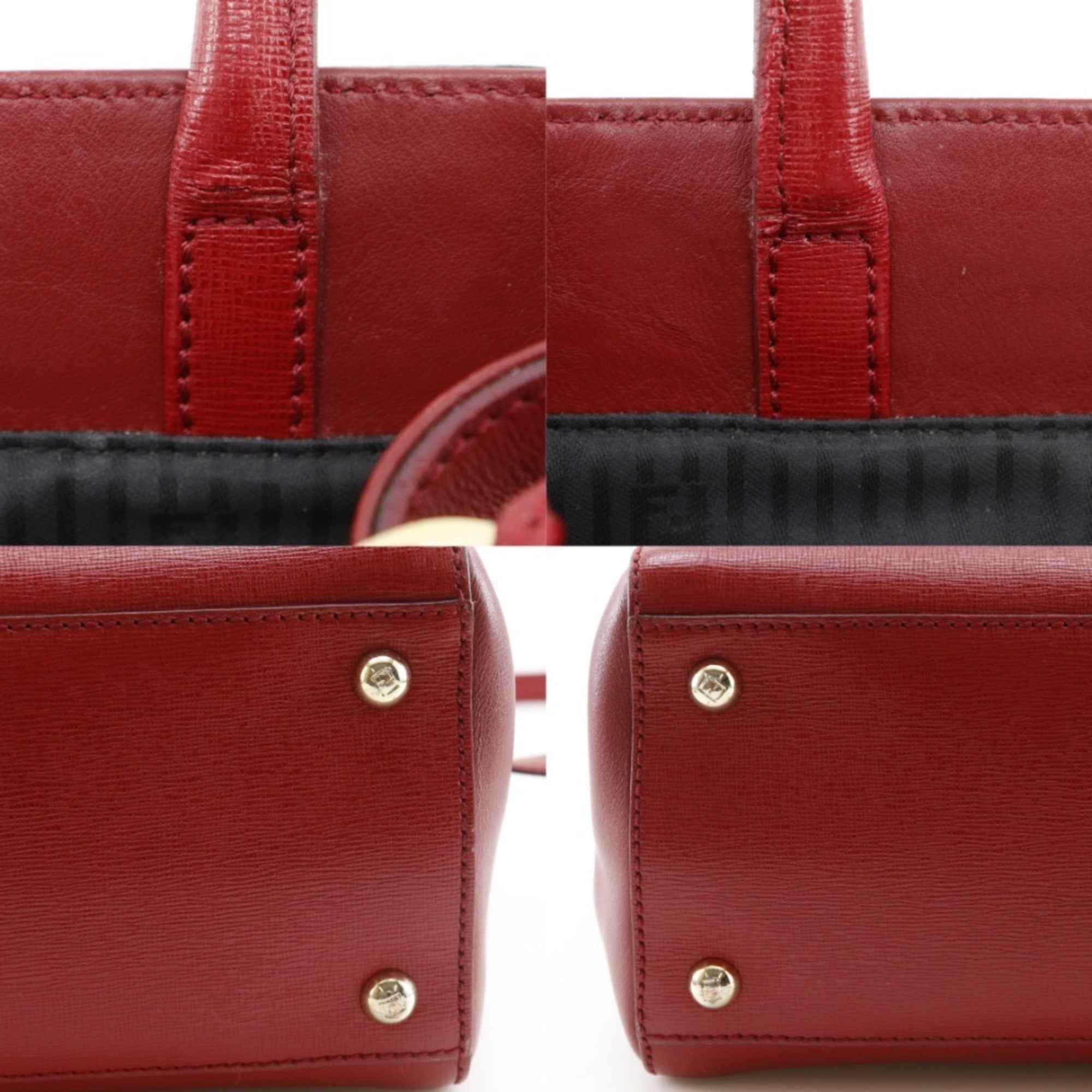Fendi Red Color Leather Handbag (Pre-Owned)