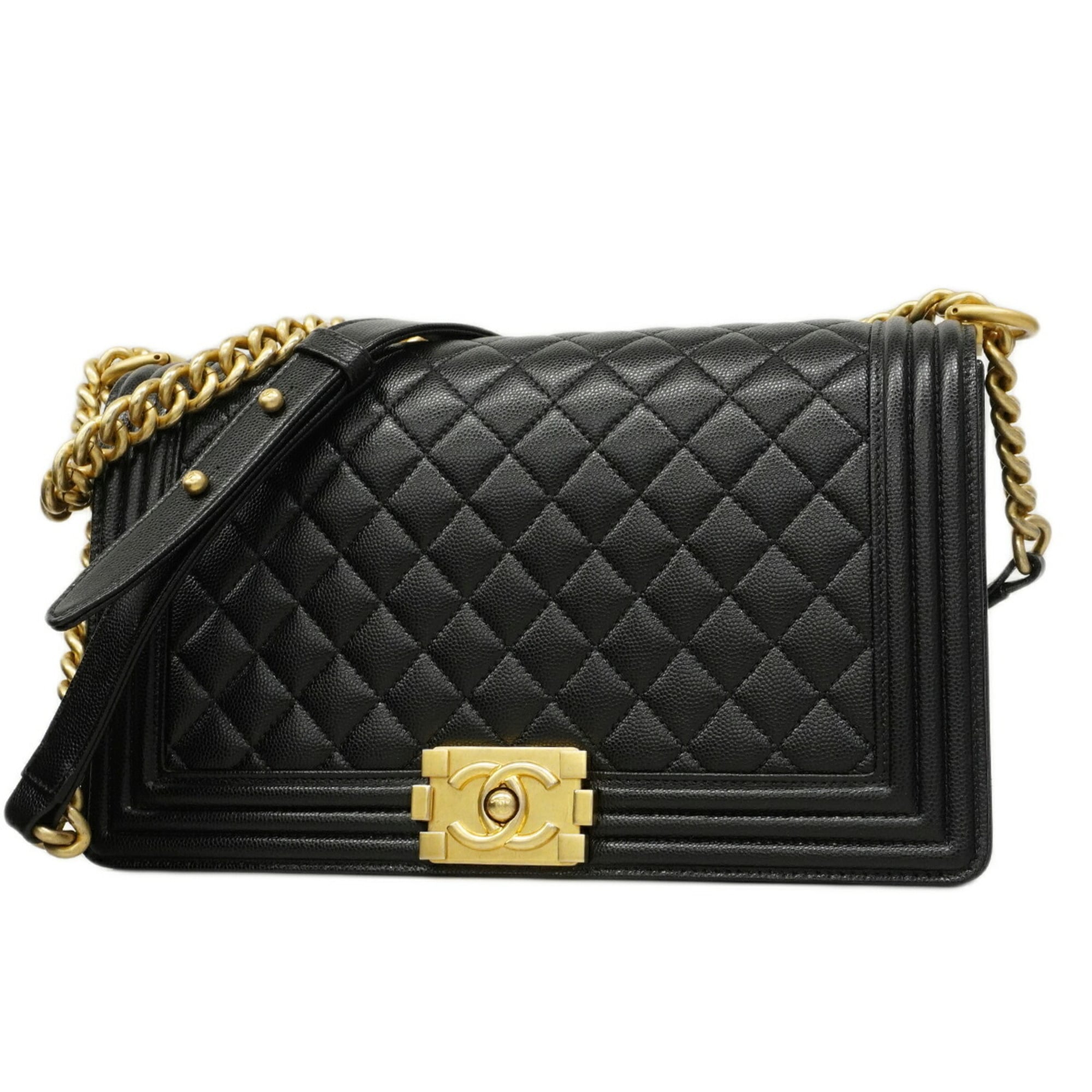 Chanel Black Grained Calfskin Shoulder Bag (Pre-Owned)
