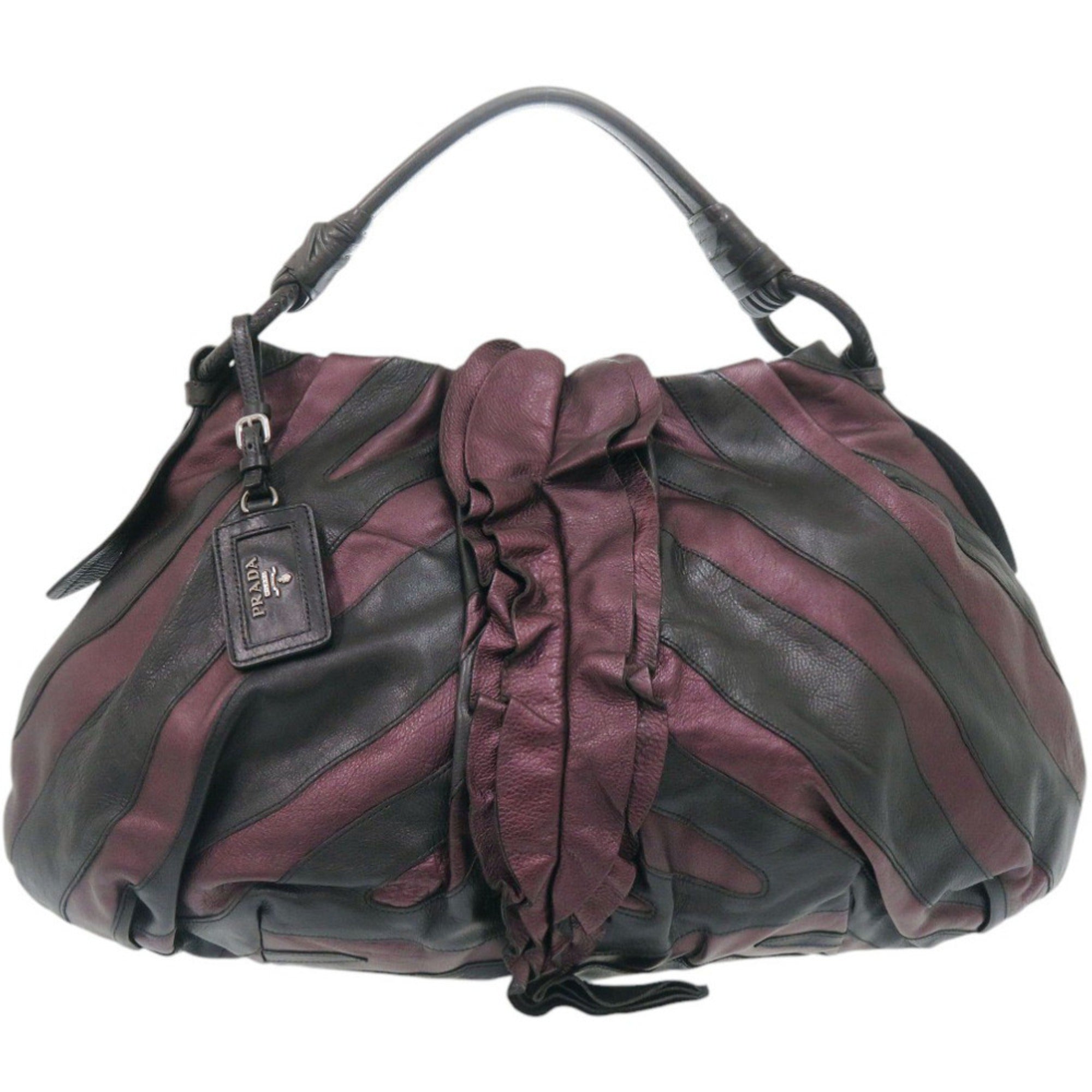 Prada Black Purple Leather Handbag (Pre-Owned)