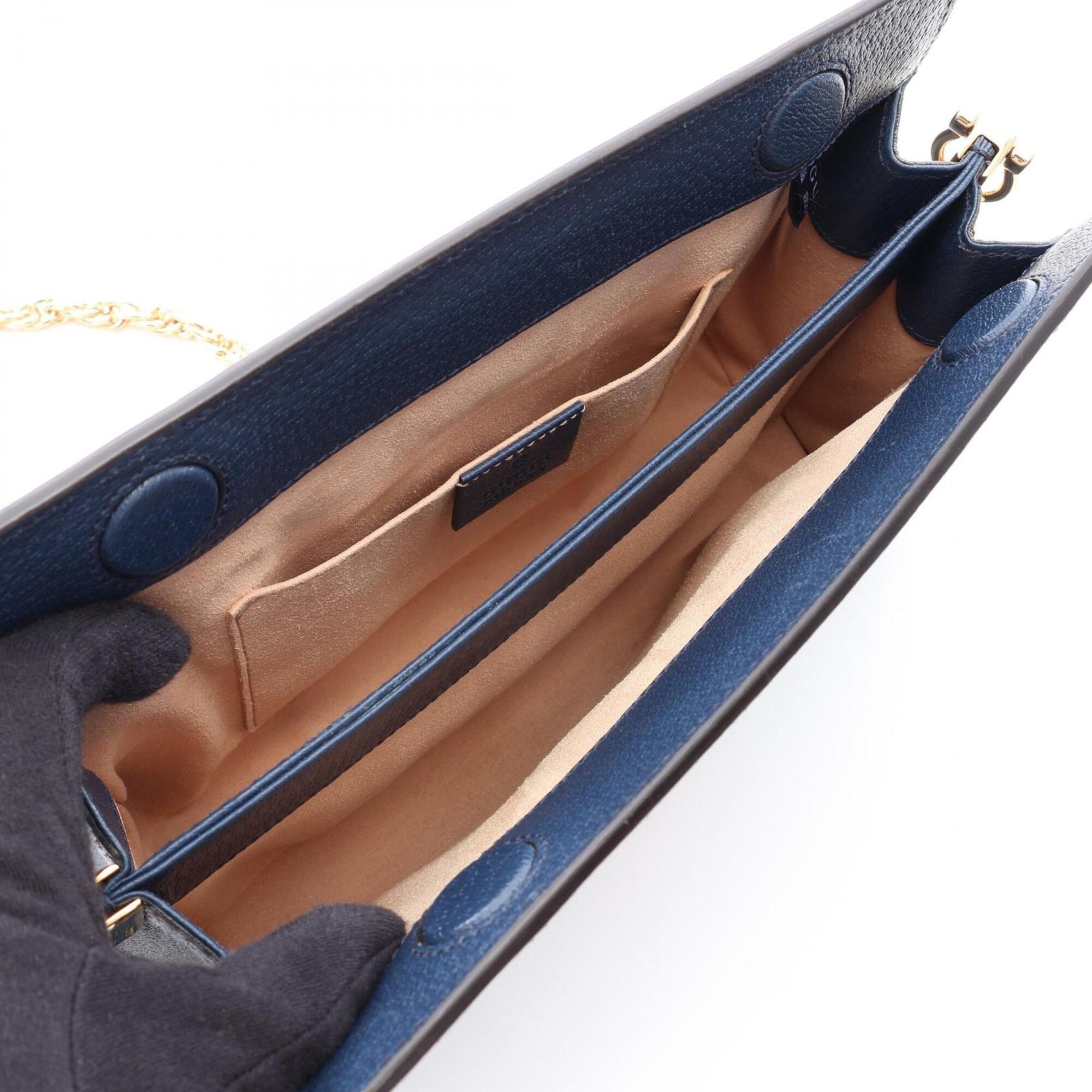 Gucci Navy Leather Handbag Shoulder Bag (Pre-Owned)