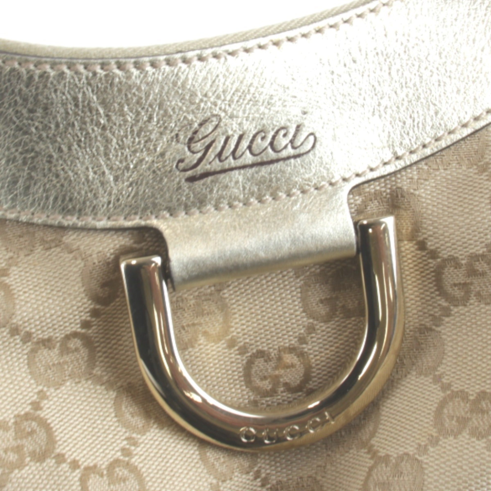 Gucci Gold Gg Canvas Handbag (Pre-Owned)