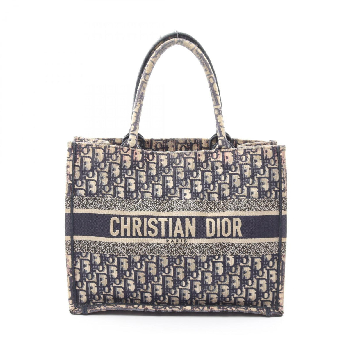 Christian Dior Ivory Navy Canvas Handbag Tote Bag (Pre-Owned)