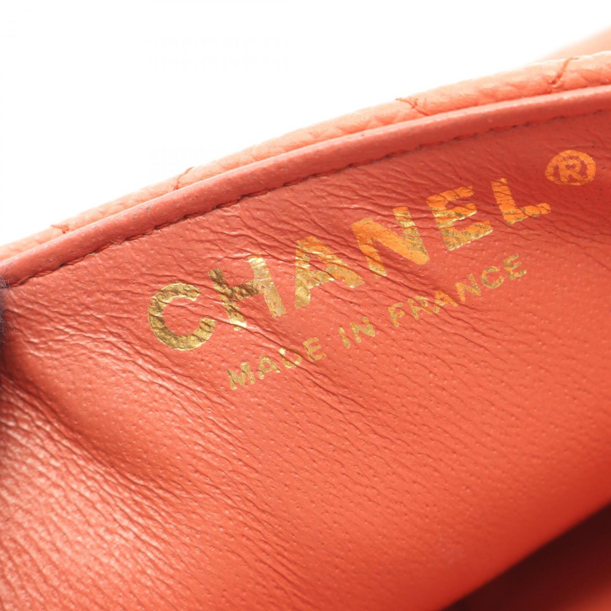 Chanel Orange Grained Calfskin Handbag Shoulder Bag (Pre-Owned)