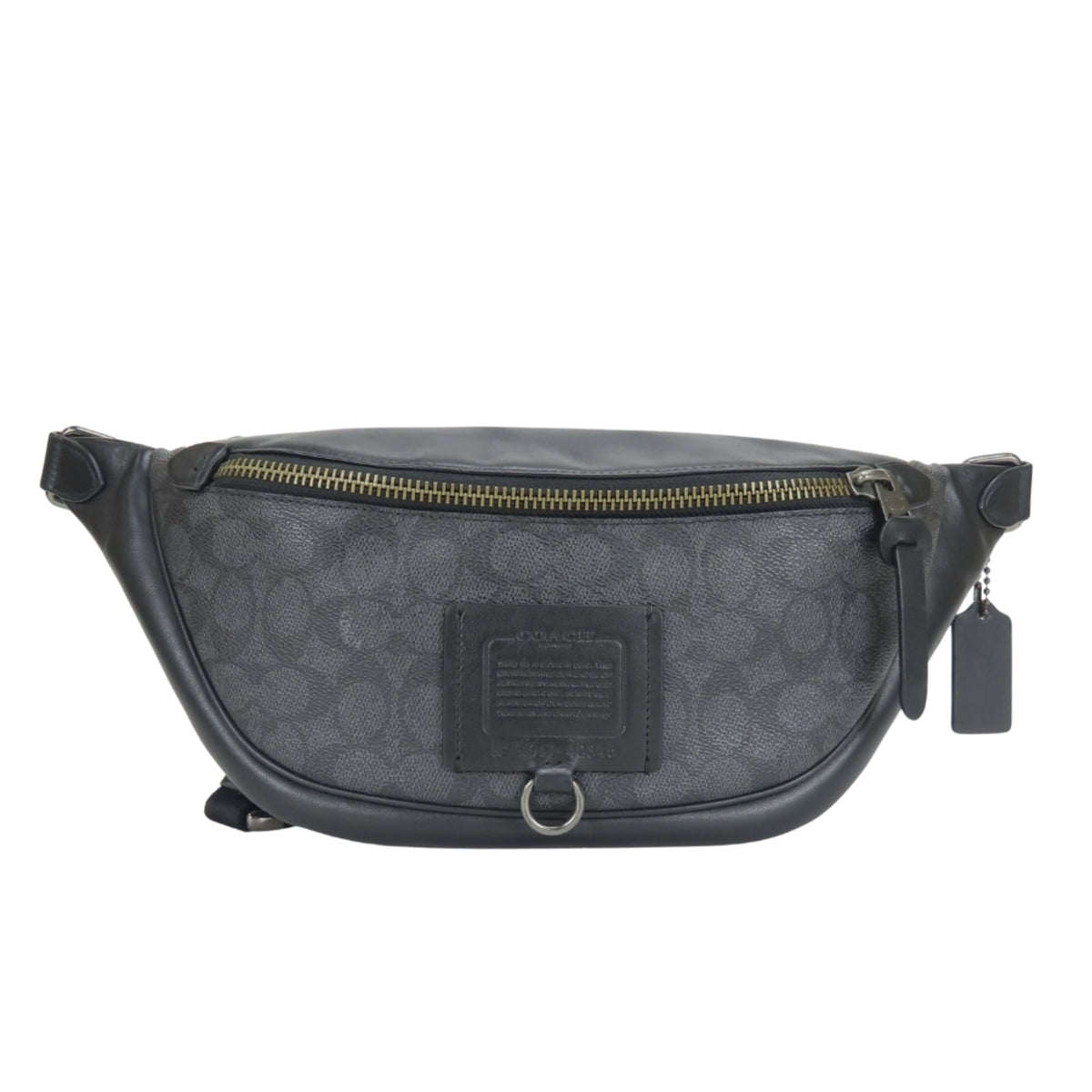 Coach Signature Black Gray Pvc Leather Fanny Pack Sling Bag (Pre-Owned)