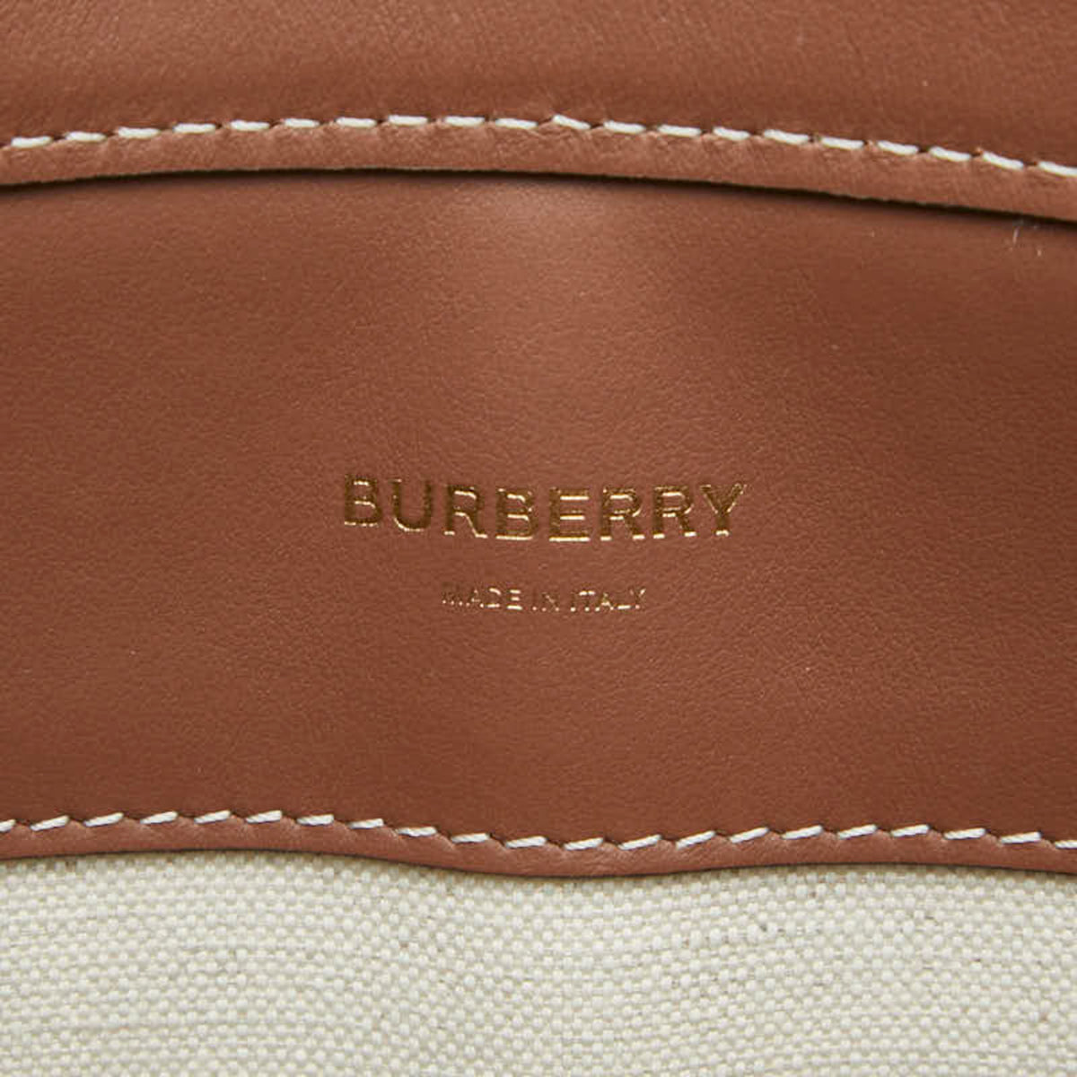 Burberry Brown Ivory Canvas Leather Handbag Shoulder Bag (Pre-Owned)