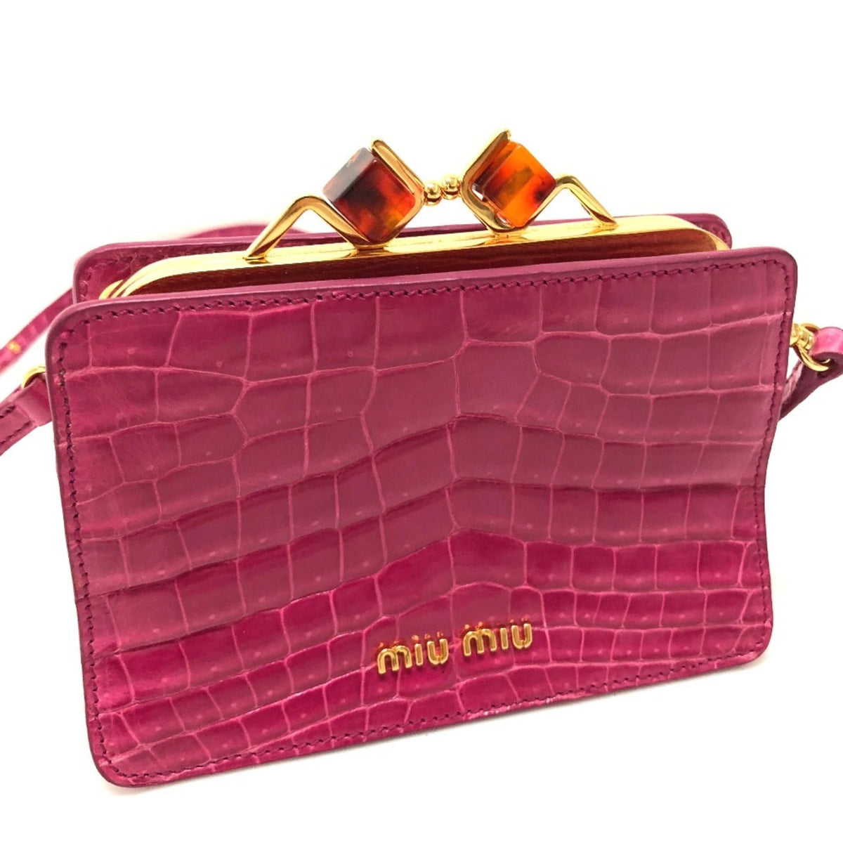 Miu Miu Pink Leather Pochette Shoulder Bag (Pre-Owned)