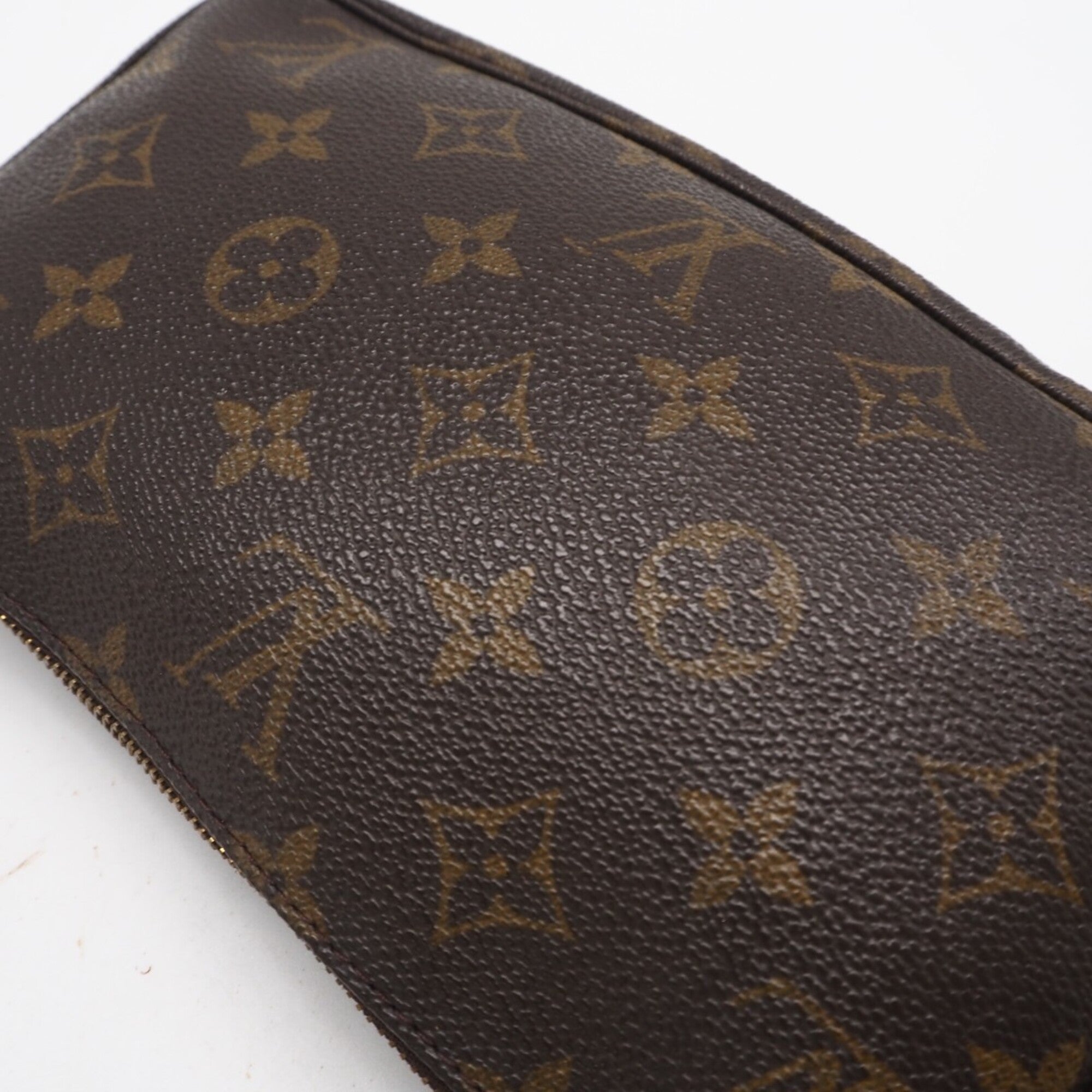 Louis Vuitton Brown Coated Canvas Leather Pochette Pouch (Pre-Owned)
