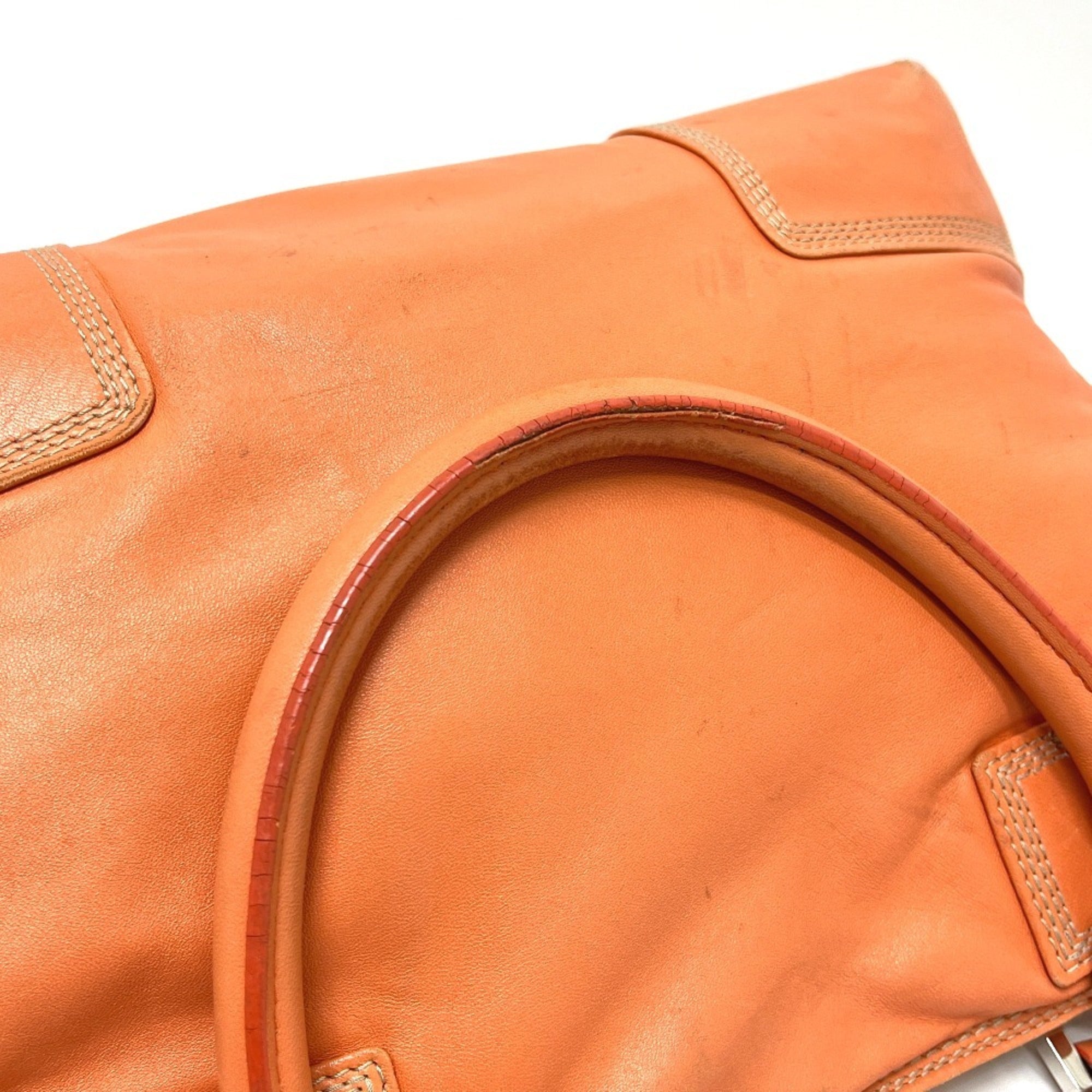Loewe Amazona Orange Leather Handbag Tote Bag (Pre-Owned)