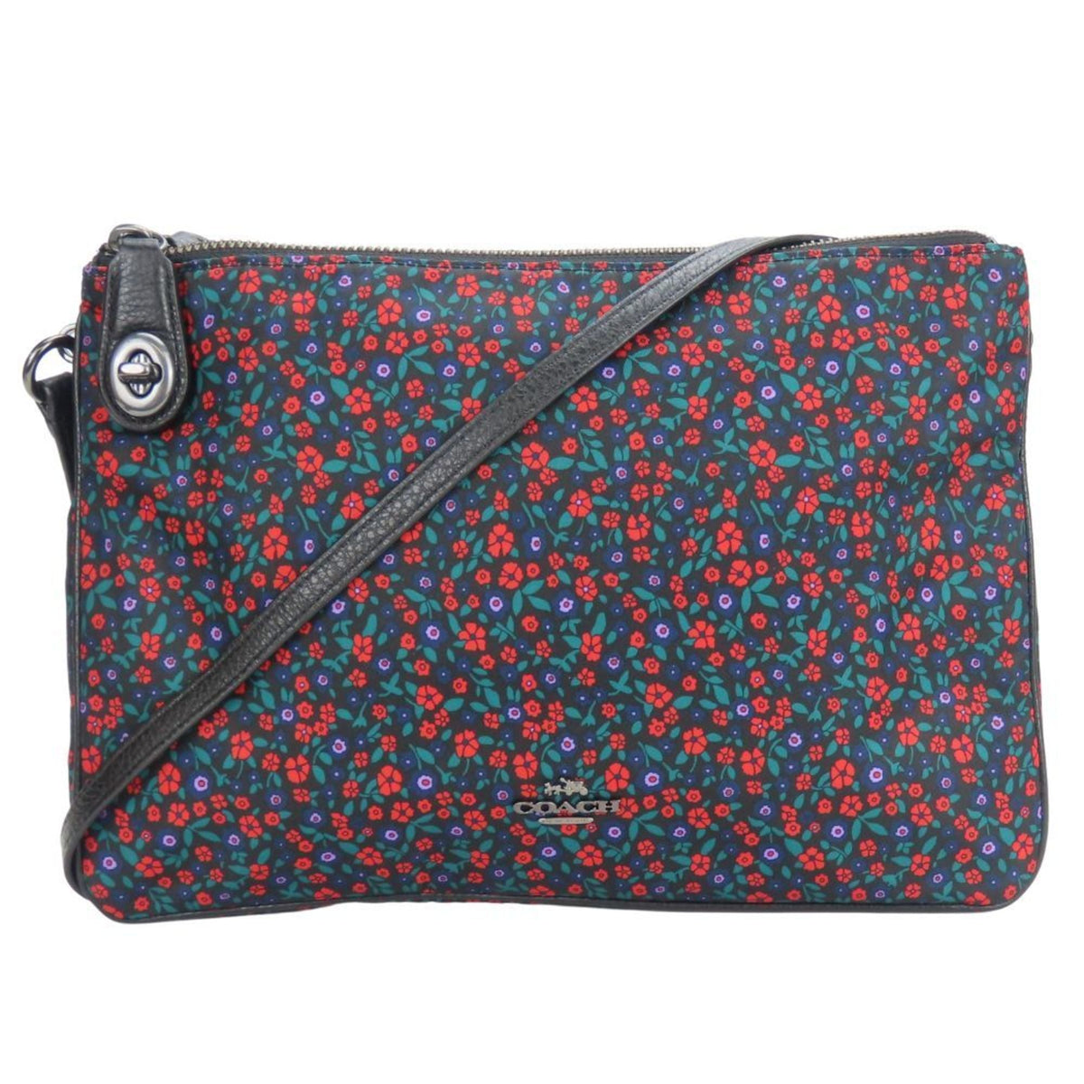 Coach Black Multi-Color Nylon Leather Shoulder Bag (Pre-Owned)