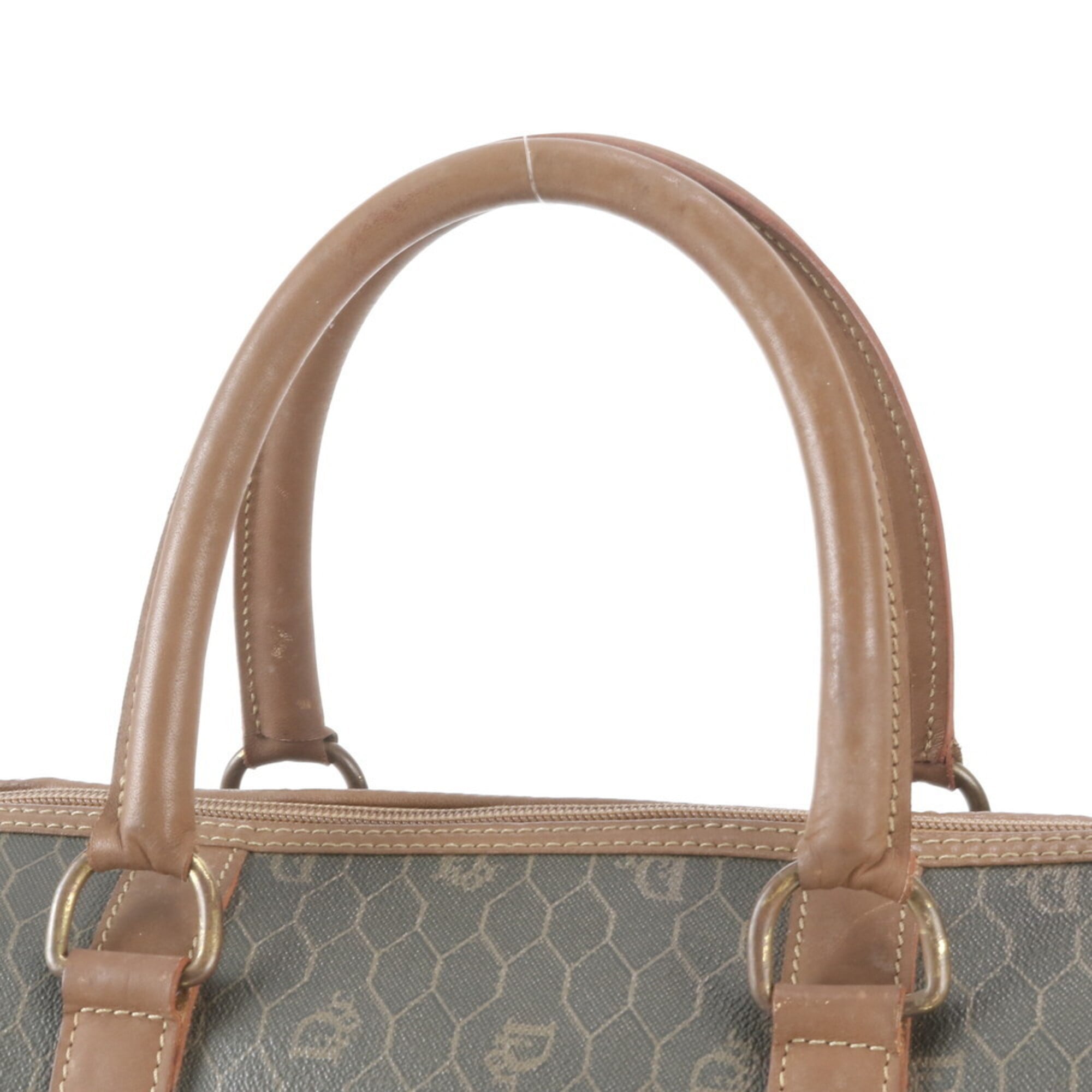 Christian Dior Brown Leather Coated Canvas Handbag Tote Bag (Pre-Owned)