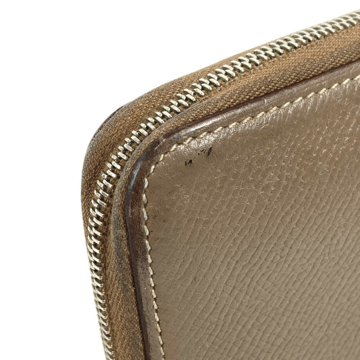 Hermes Silk'in Gray Epsom Leather Long Wallet (Bi-Fold) (Pre-Owned)