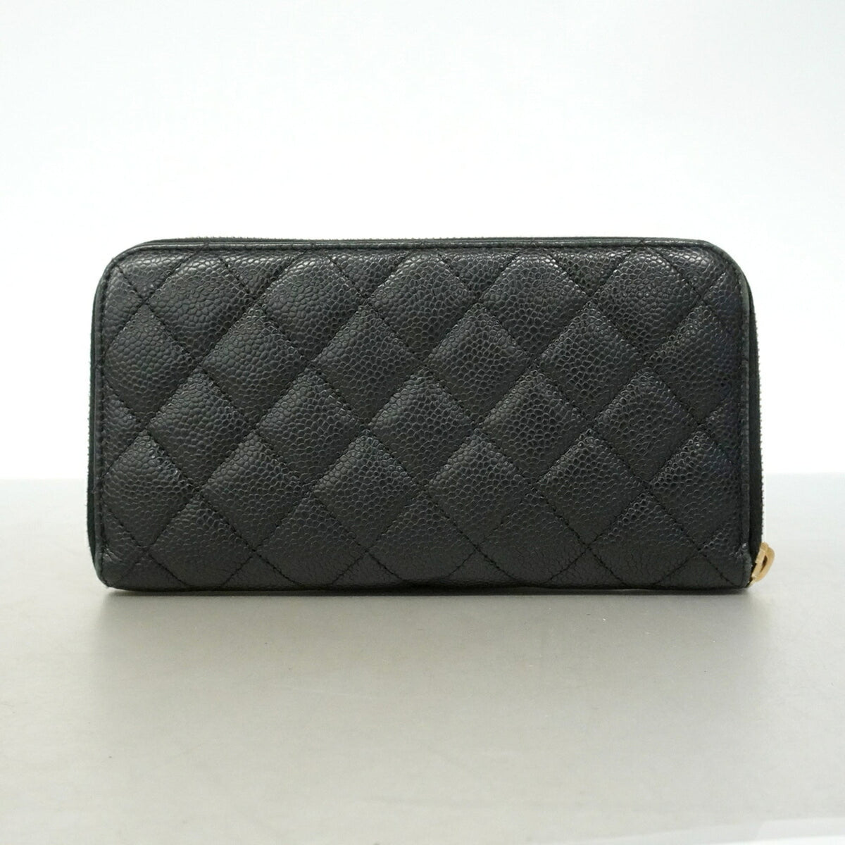 Chanel Black Grained Calfskin Long Wallet (Bi-Fold) (Pre-Owned)