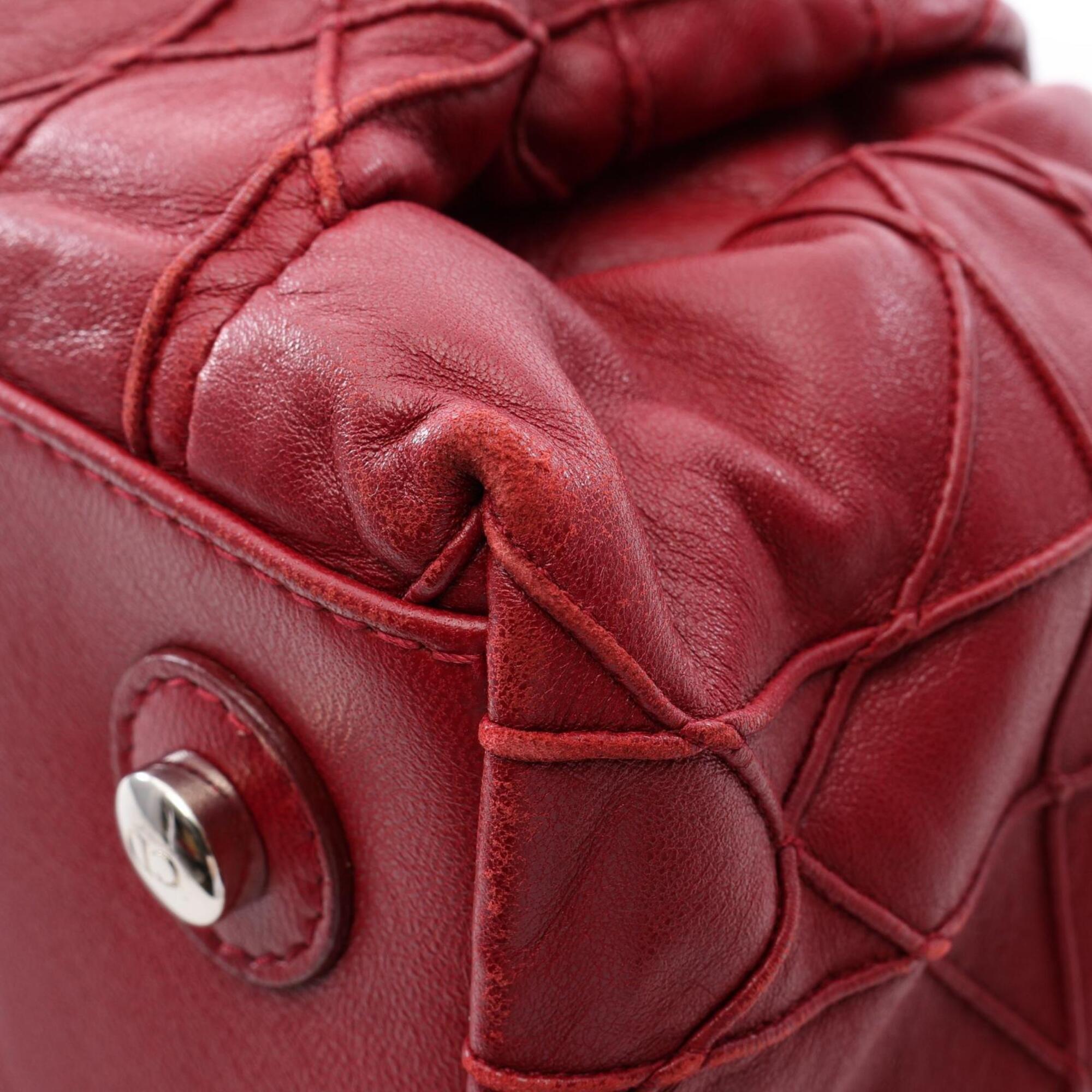Christian Dior Red Color Leather Handbag Tote Bag (Pre-Owned)