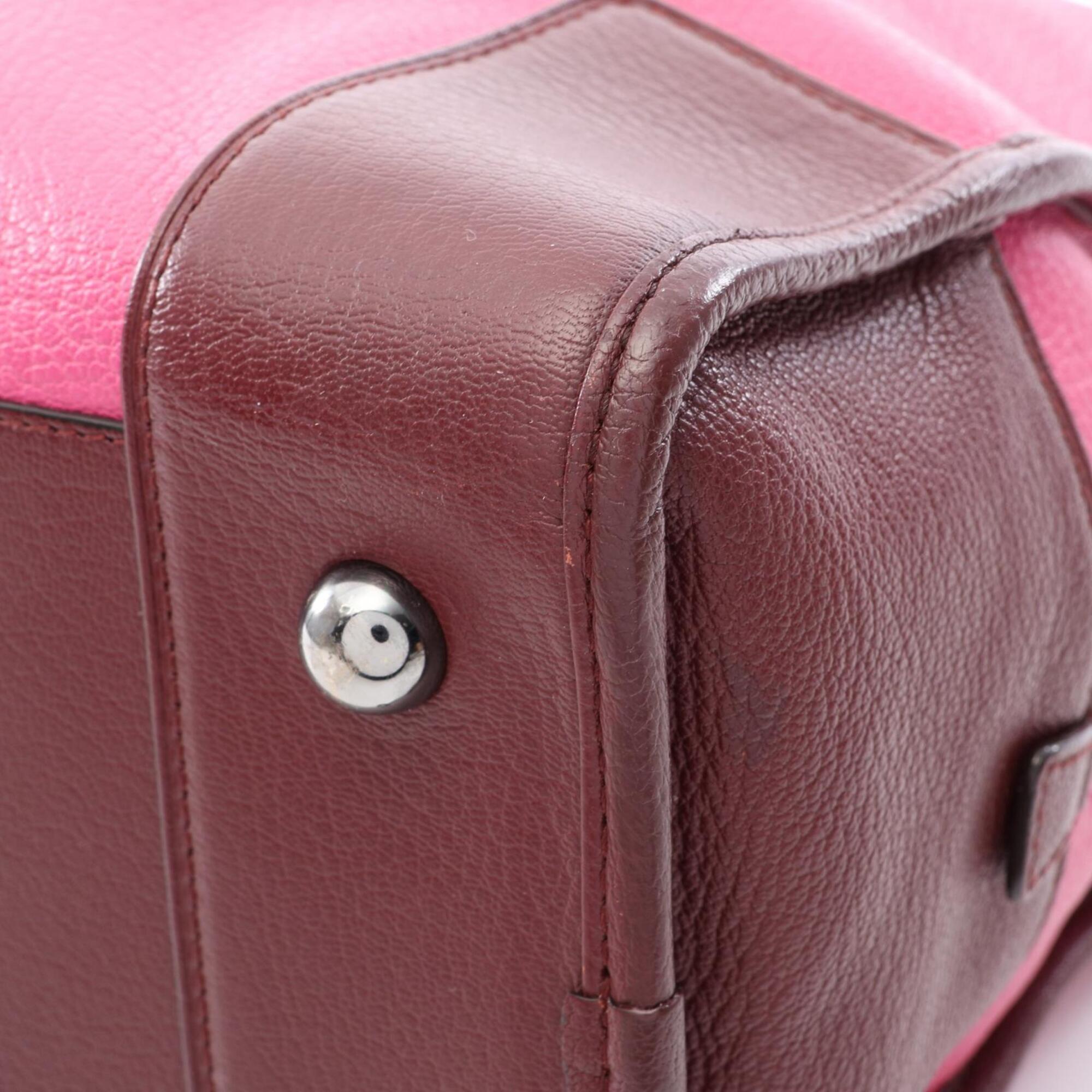 Loewe Brown Pink Red Color Leather Handbag (Pre-Owned)