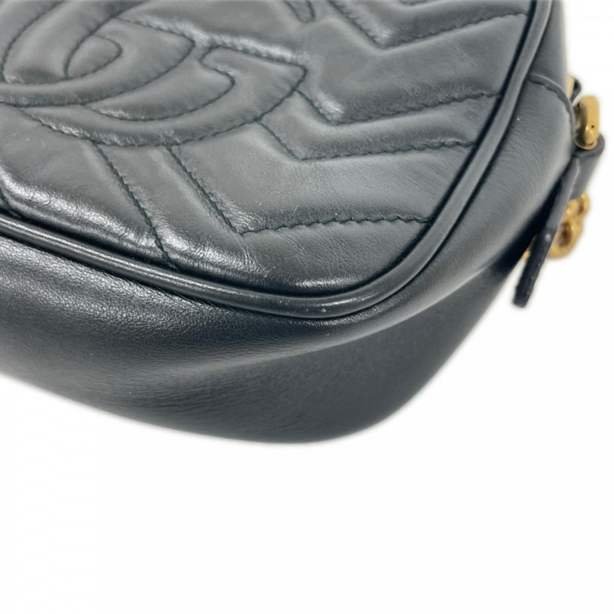 Gucci Black White Leather Shoulder Bag (Pre-Owned)