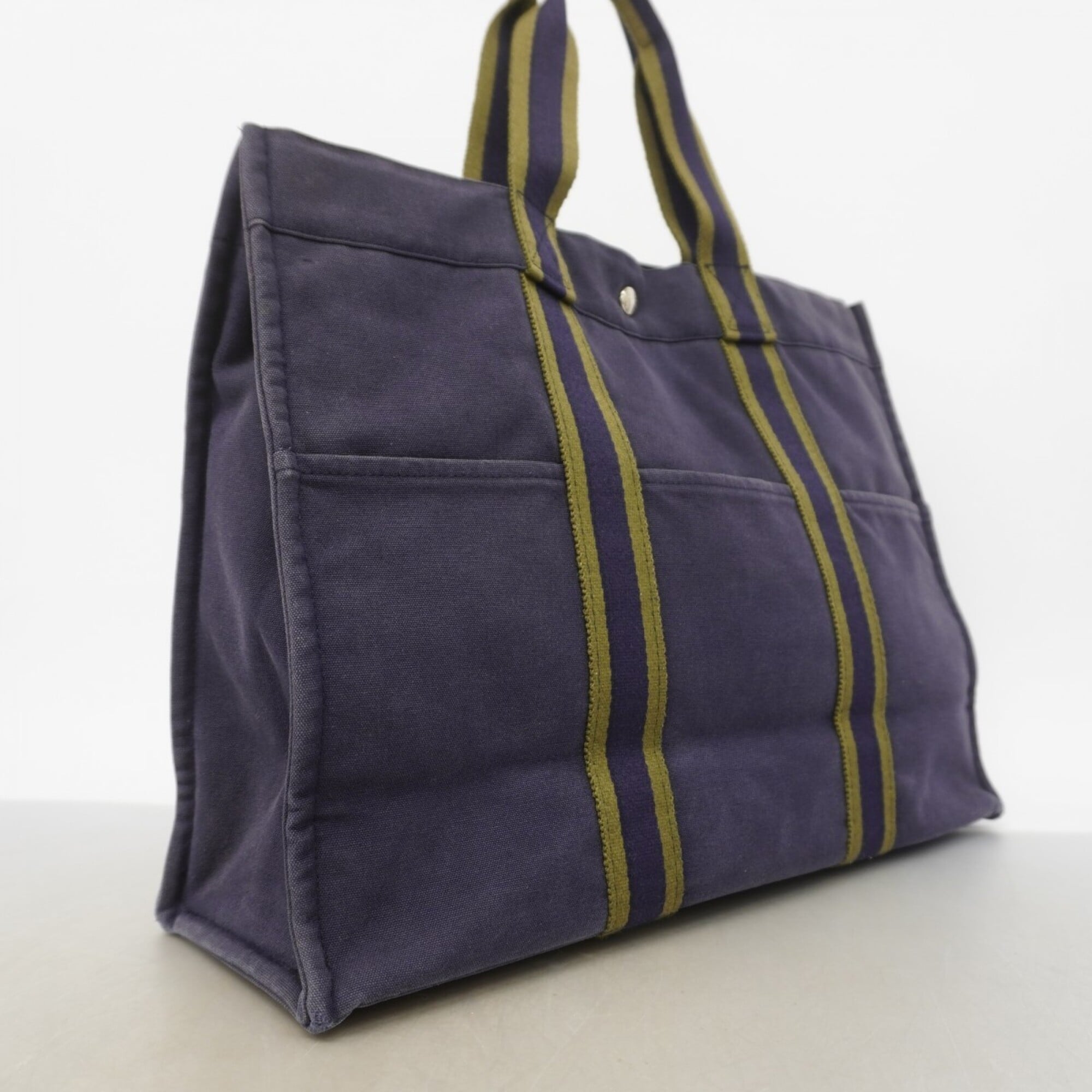 Hermes Navy Canvas Tote Bag (Pre-Owned)