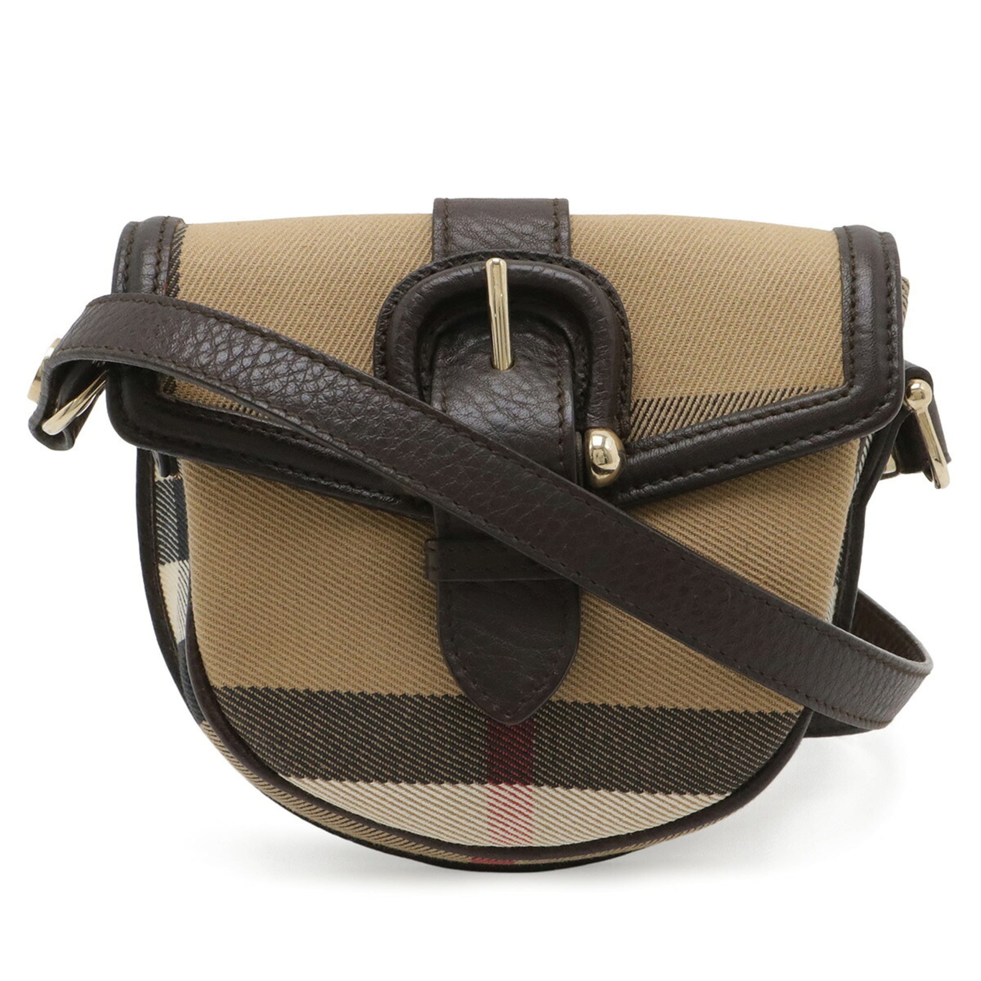 Burberry Beige Black Dark Brown Leather Pochette Shoulder Bag (Pre-Owned)