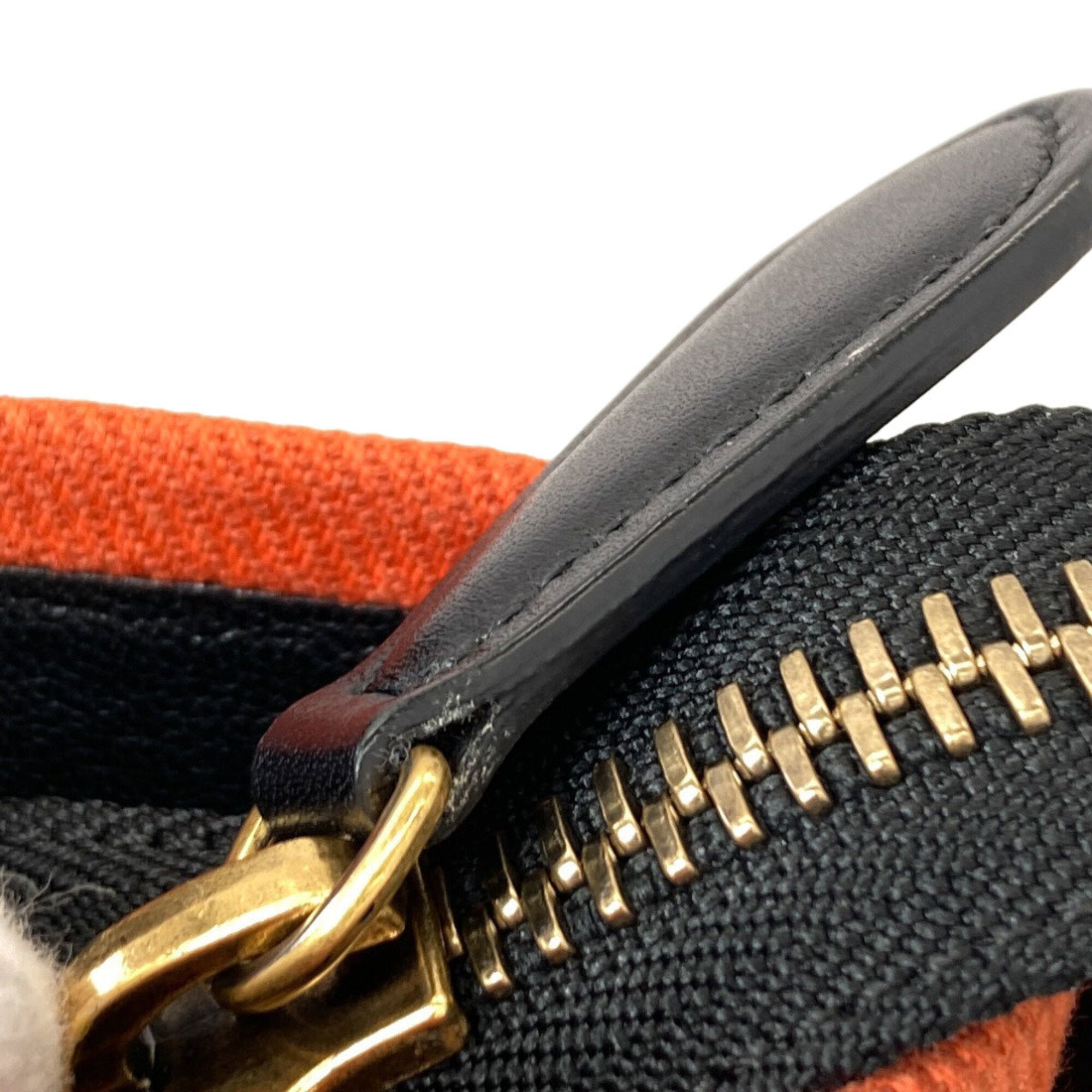 Celine Black Orange White Canvas Leather Handbag (Pre-Owned)