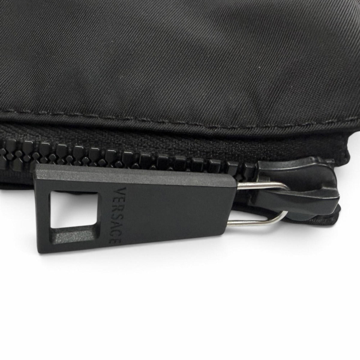 Versace Black Nylon Leather Clutch Bag Shoulder Bag (Pre-Owned)