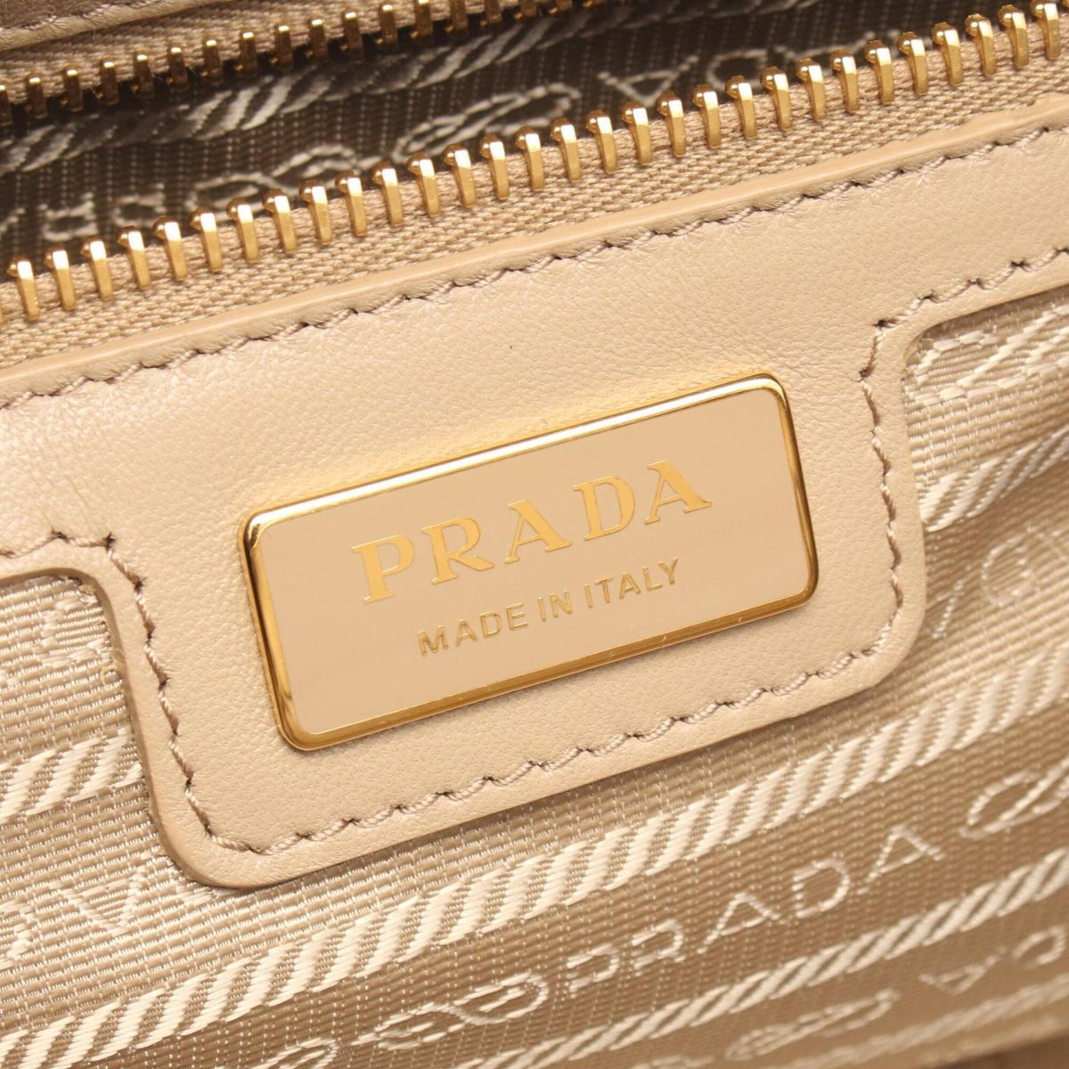 Prada Beige Blue Nylon Saffiano Triangle Handbag (Pre-Owned)