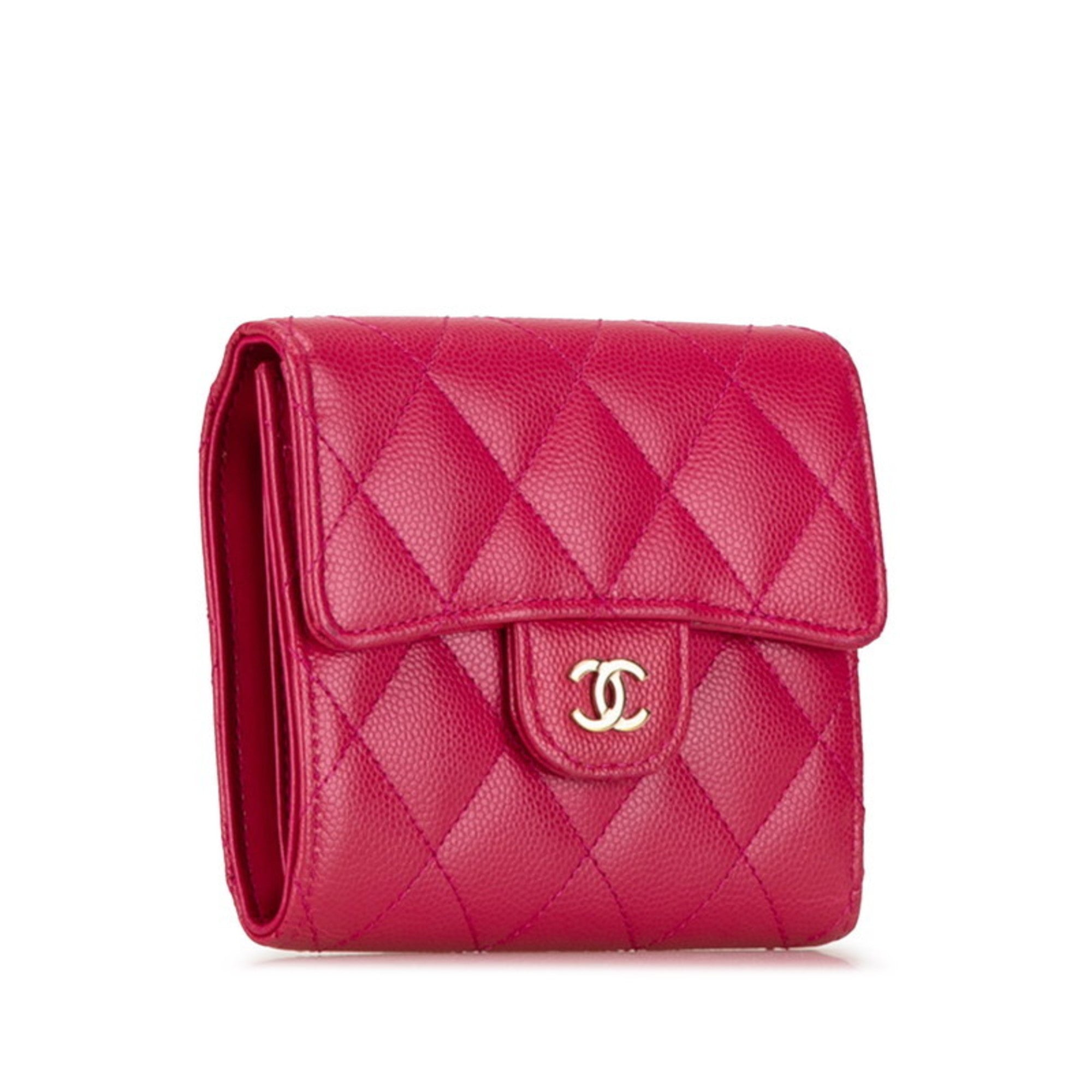 Chanel Pink Grained Calfskin Wallet (Bi-Fold) (Pre-Owned)