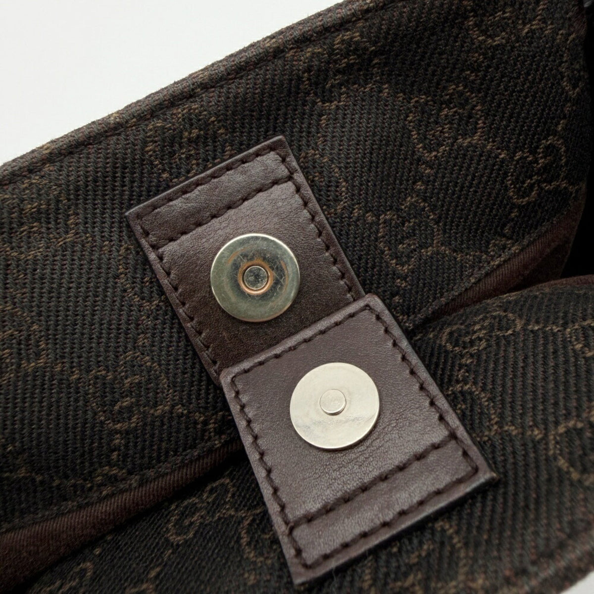 Gucci Dark Brown Gg Canvas Leather Tote Bag (Pre-Owned)