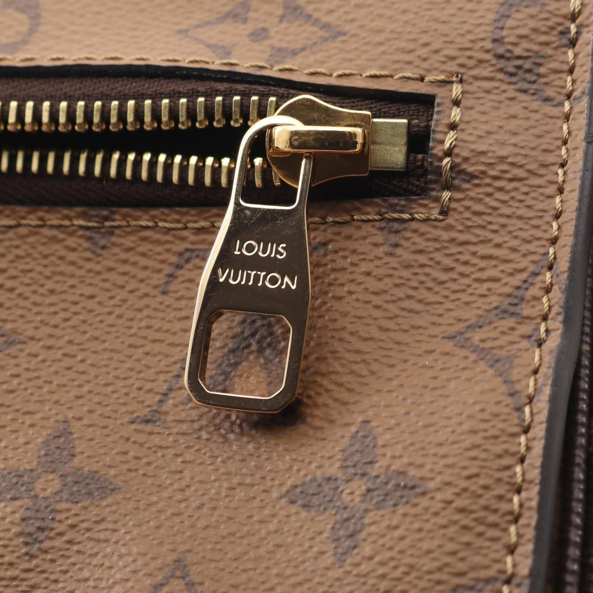 Louis Vuitton Black Brown Monogram Reverse Coated Canvas Leather Handbag (Pre-Owned)