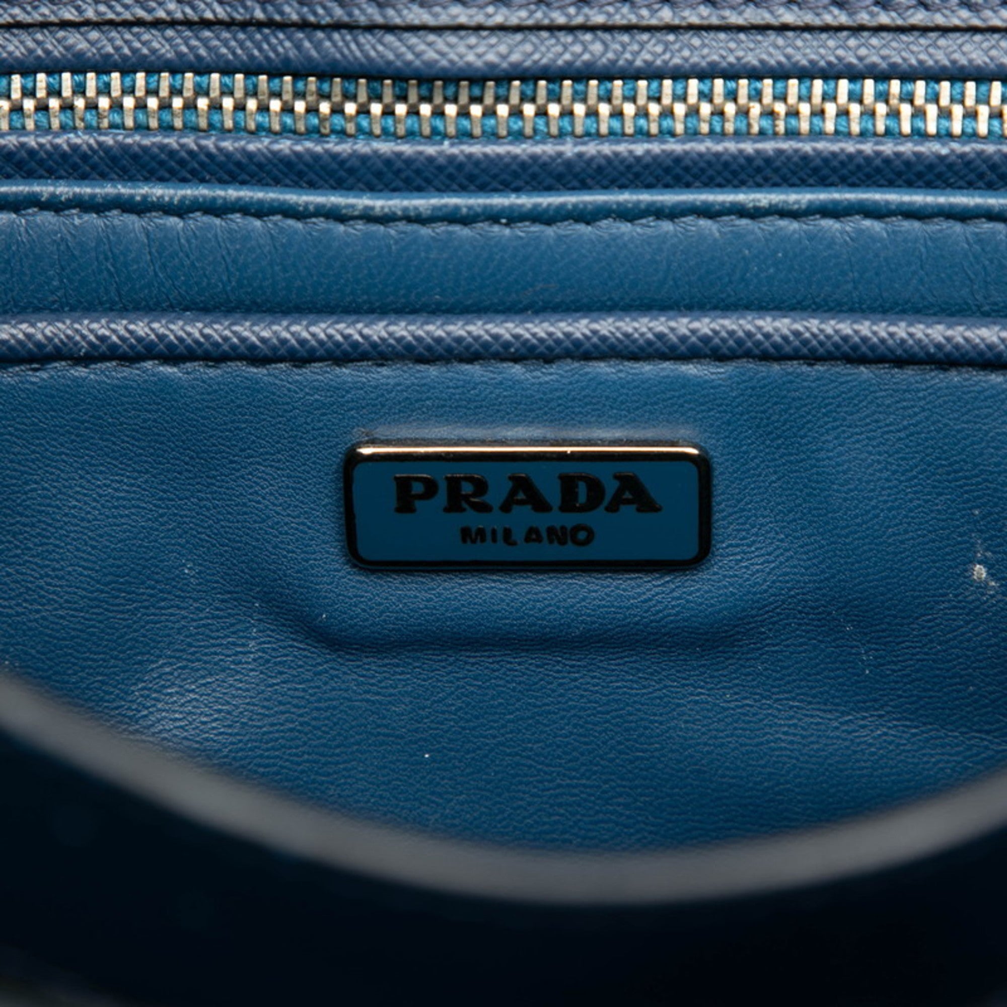 Prada Blue Leather Handbag Shoulder Bag (Pre-Owned)