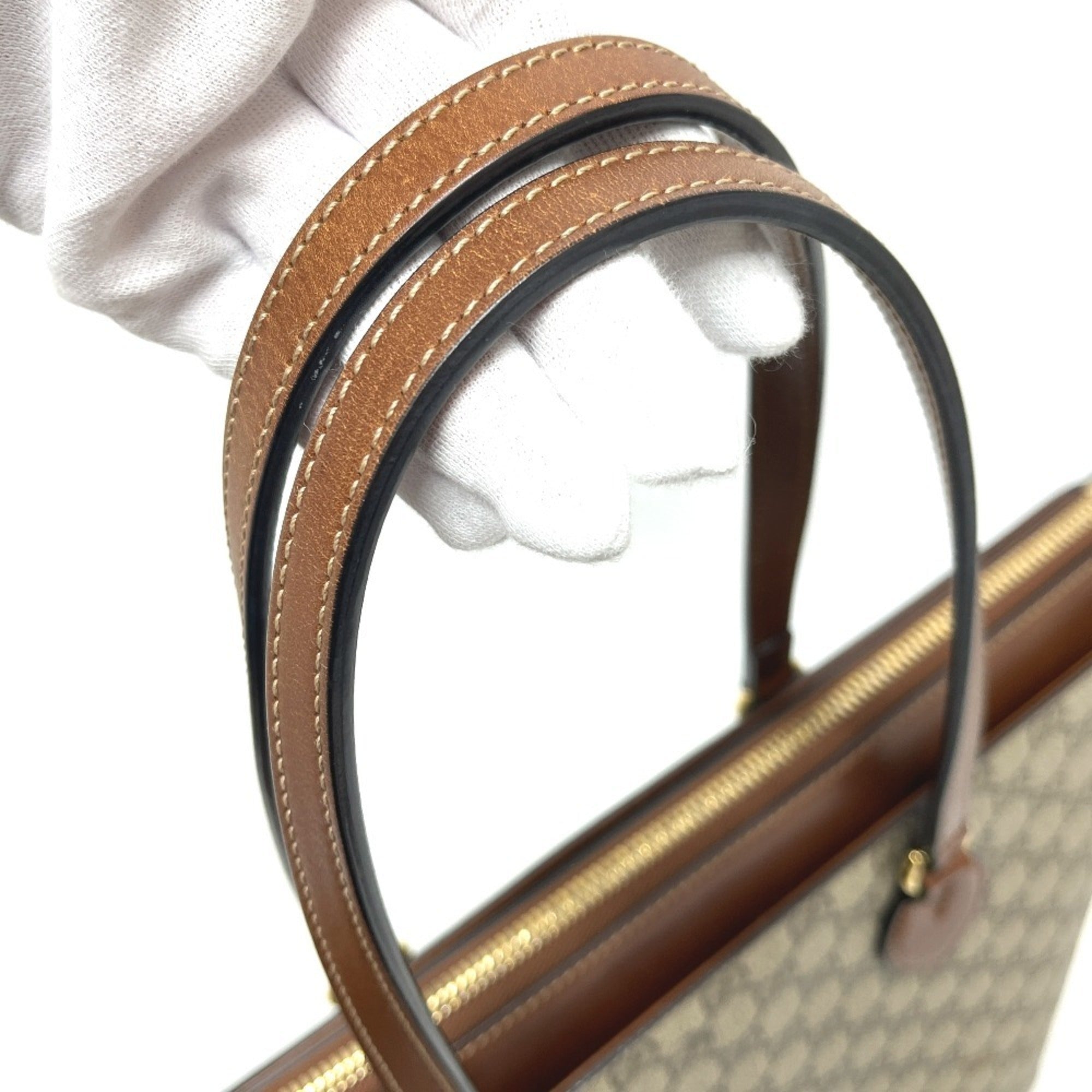 Gucci Beige Gg Canvas Handbag Shopping Bag Tote Bag (Pre-Owned)
