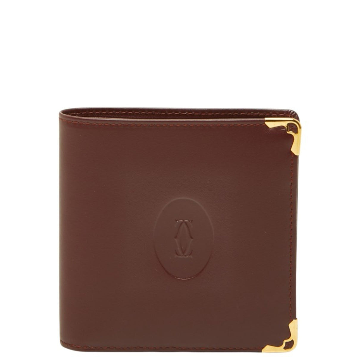 Cartier Bordeaux Wine Red Leather Wallet (Bi-Fold) (Pre-Owned)