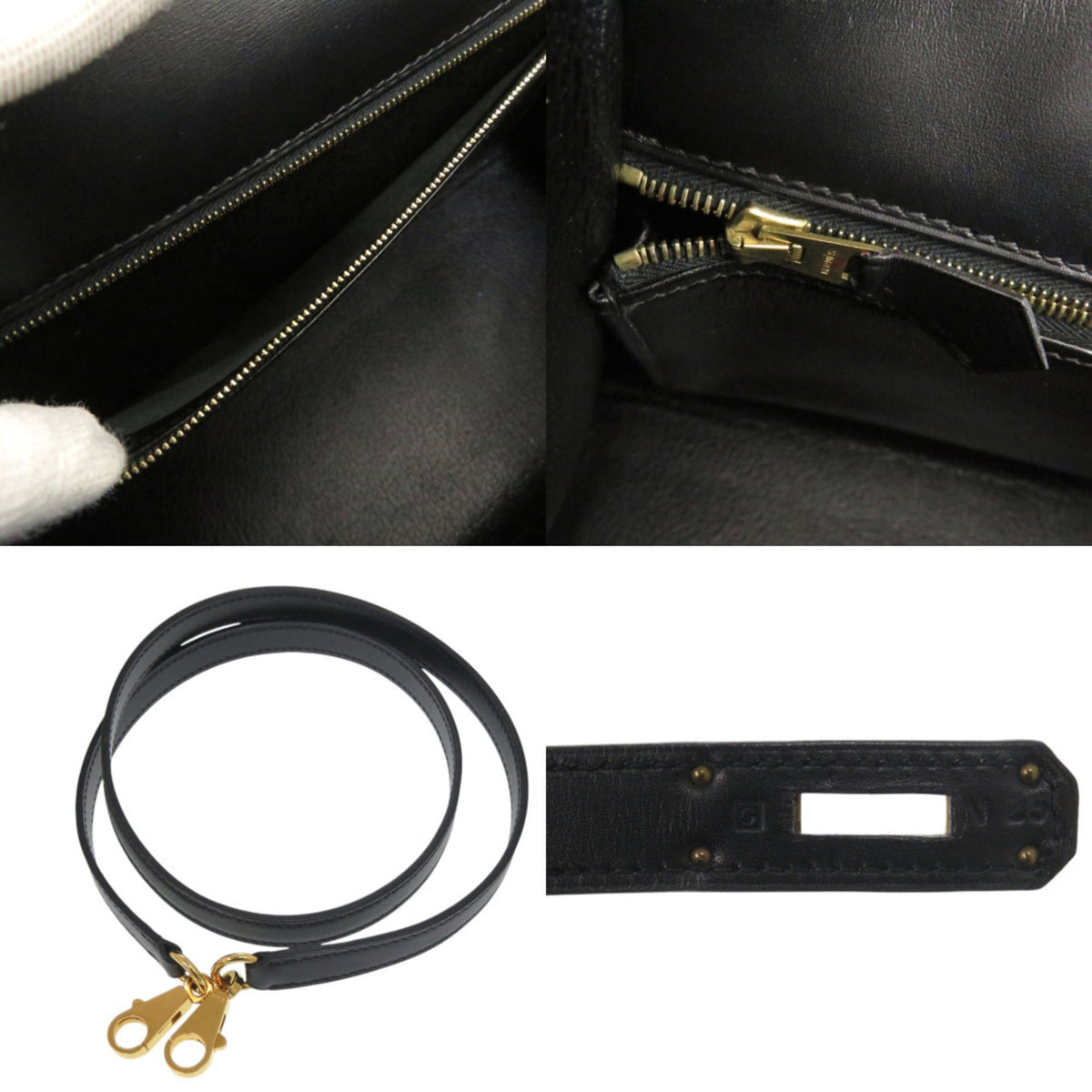 Hermes Black Box Calf Leather Handbag (Pre-Owned)