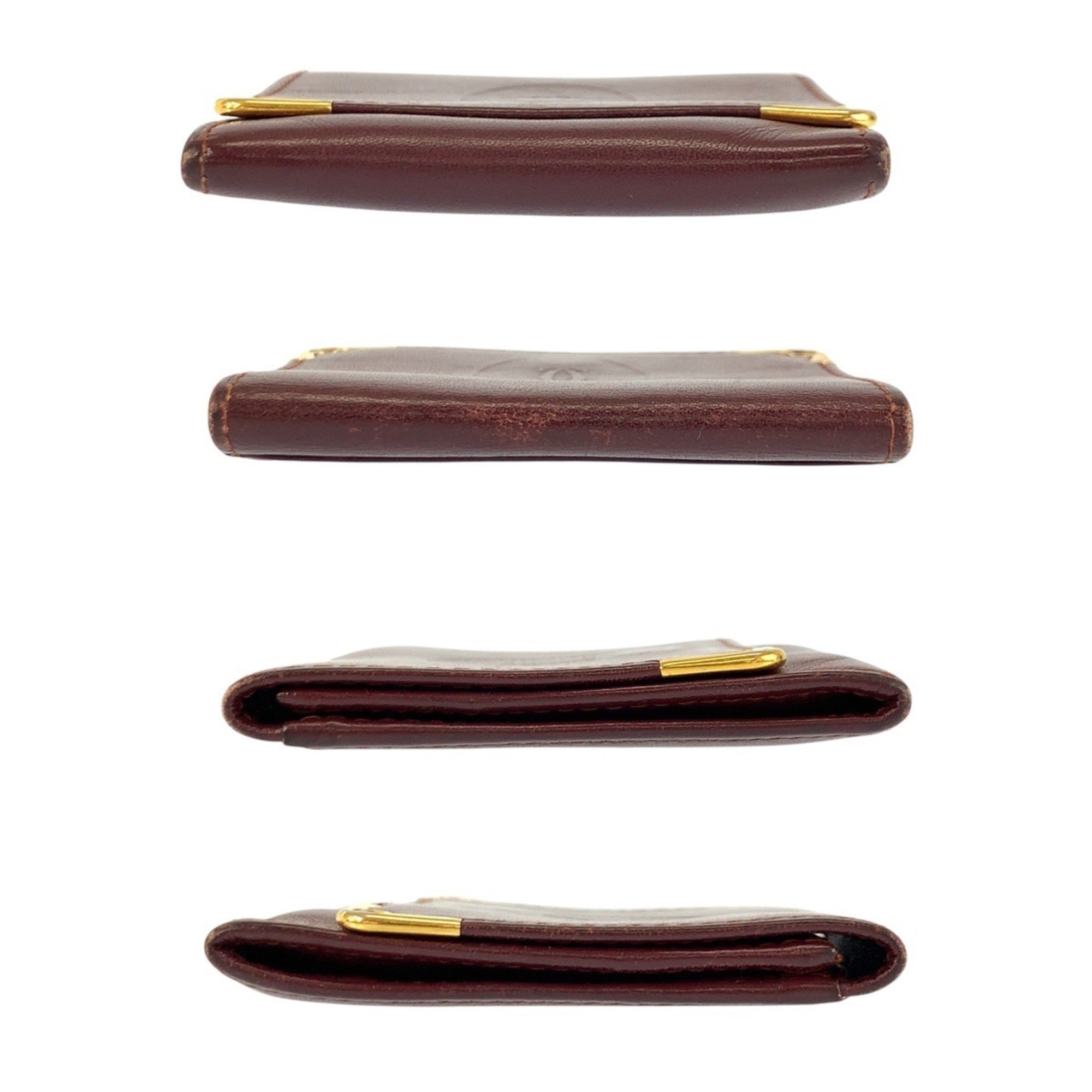 Cartier Bordeaux Leather Coin Purse/Coin Case (Pre-Owned)