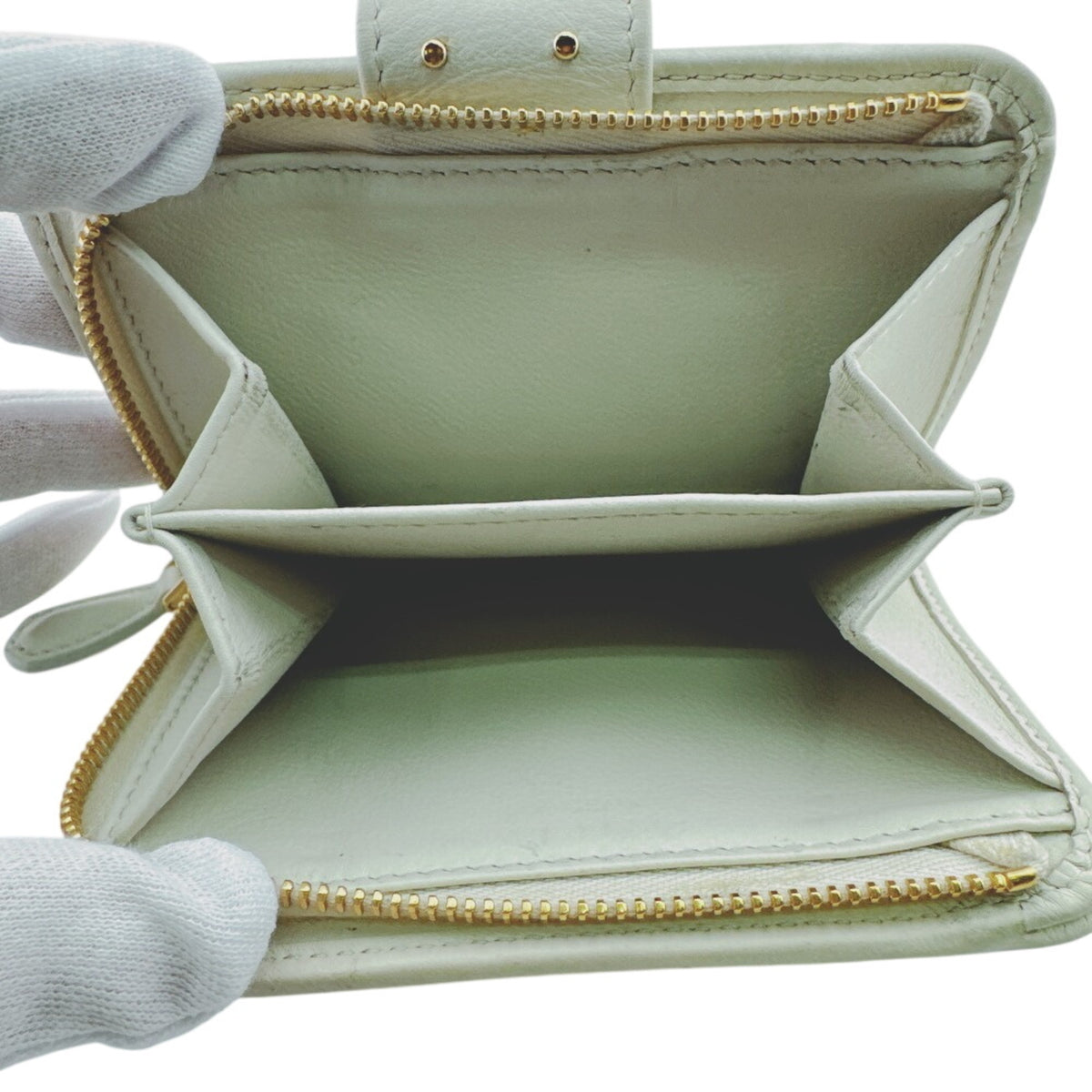 Prada Gold White Leather Wallet (Bi-Fold) (Pre-Owned)
