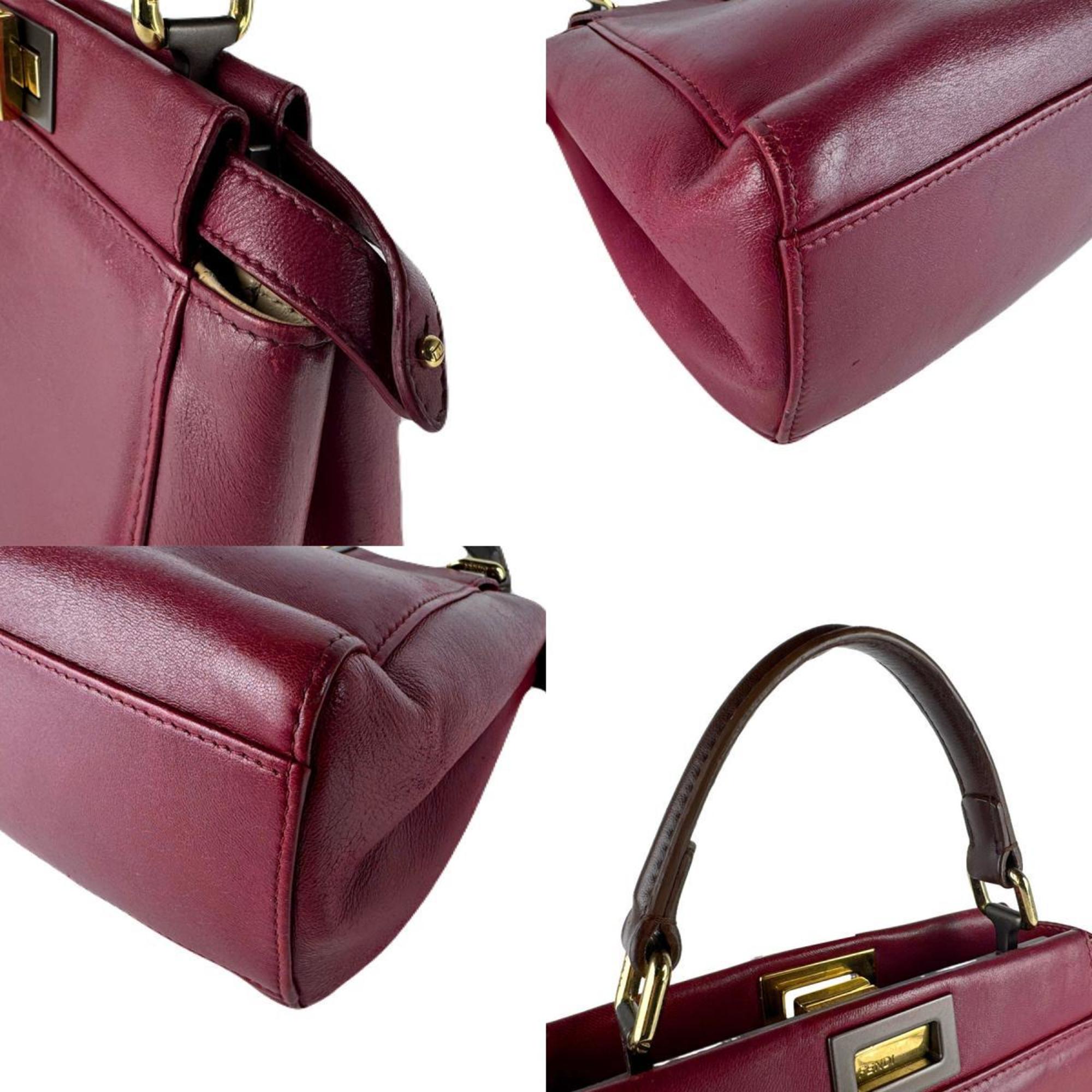 Fendi Brown Wine Leather Handbag Shoulder Bag (Pre-Owned)