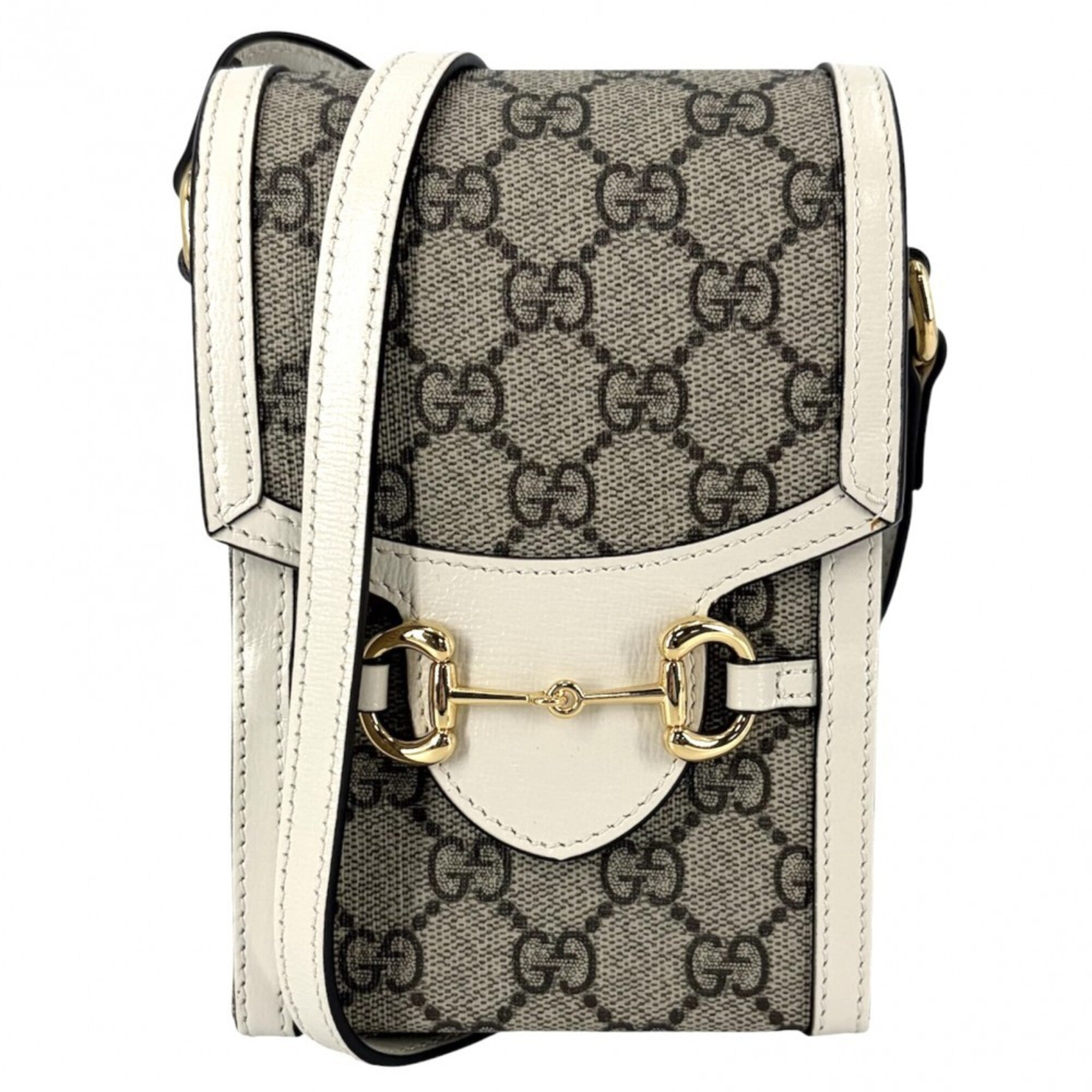 Gucci Beige White Gg Supreme Canvas Leather Pochette Shoulder Bag (Pre-Owned)